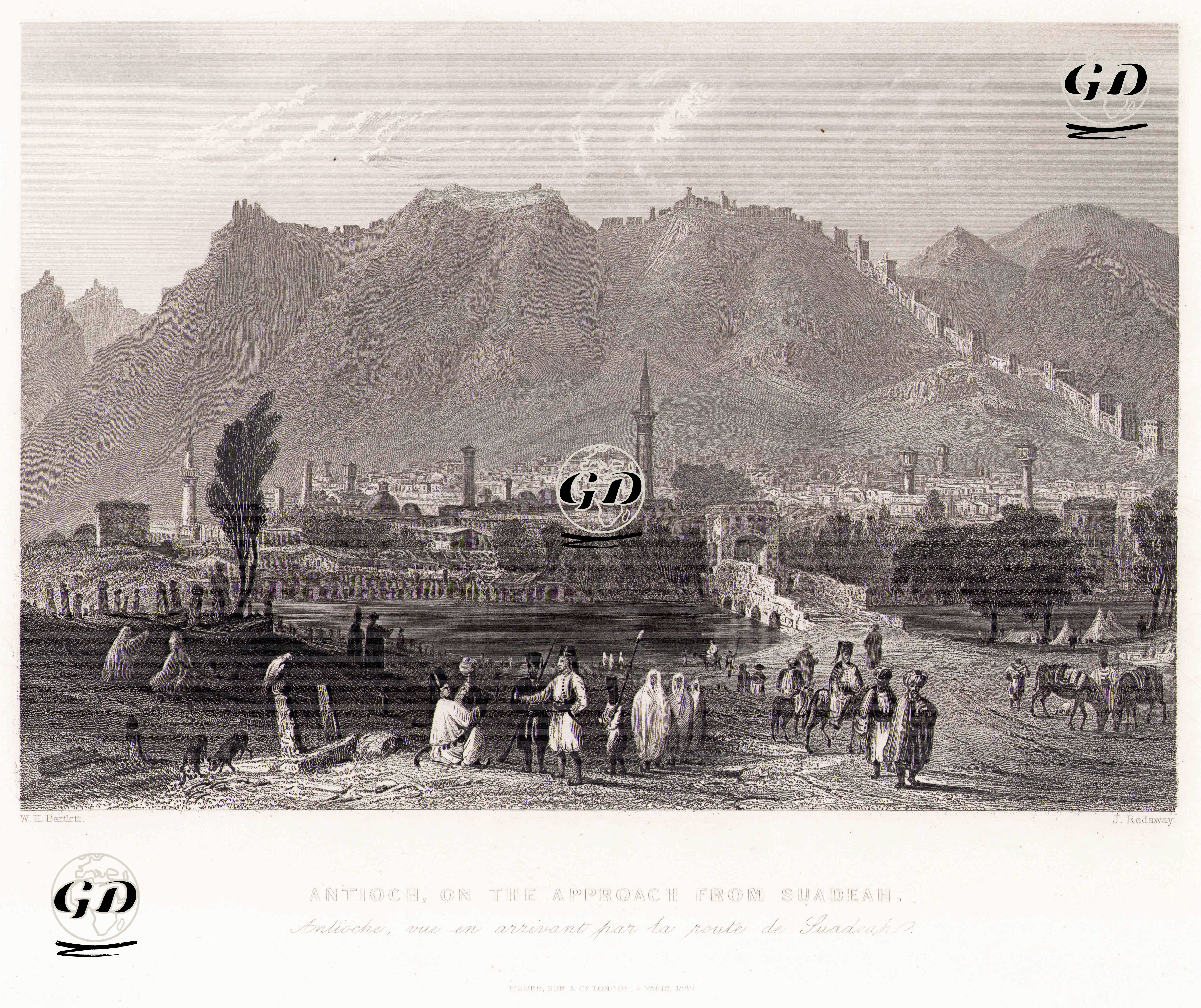 Samandağ'dan Gelirken Antakya Şehri - William Henry Bartlett (1809-1854) - 1847