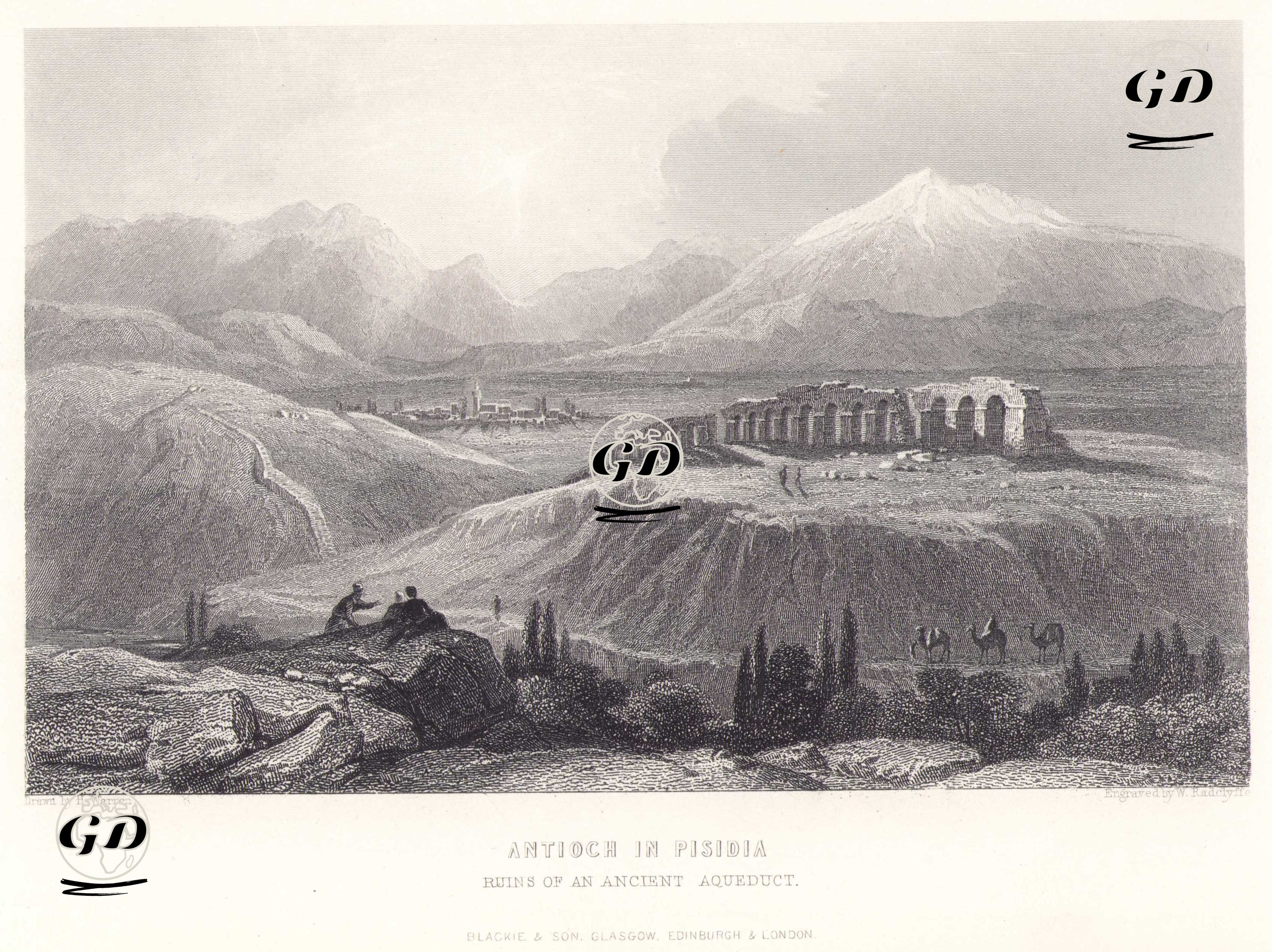 Pisidia Antiocheia Antik Şehri ve Antik Su Kemeri Kalıntıları - Henry Warren (1794-1879) - 1840's