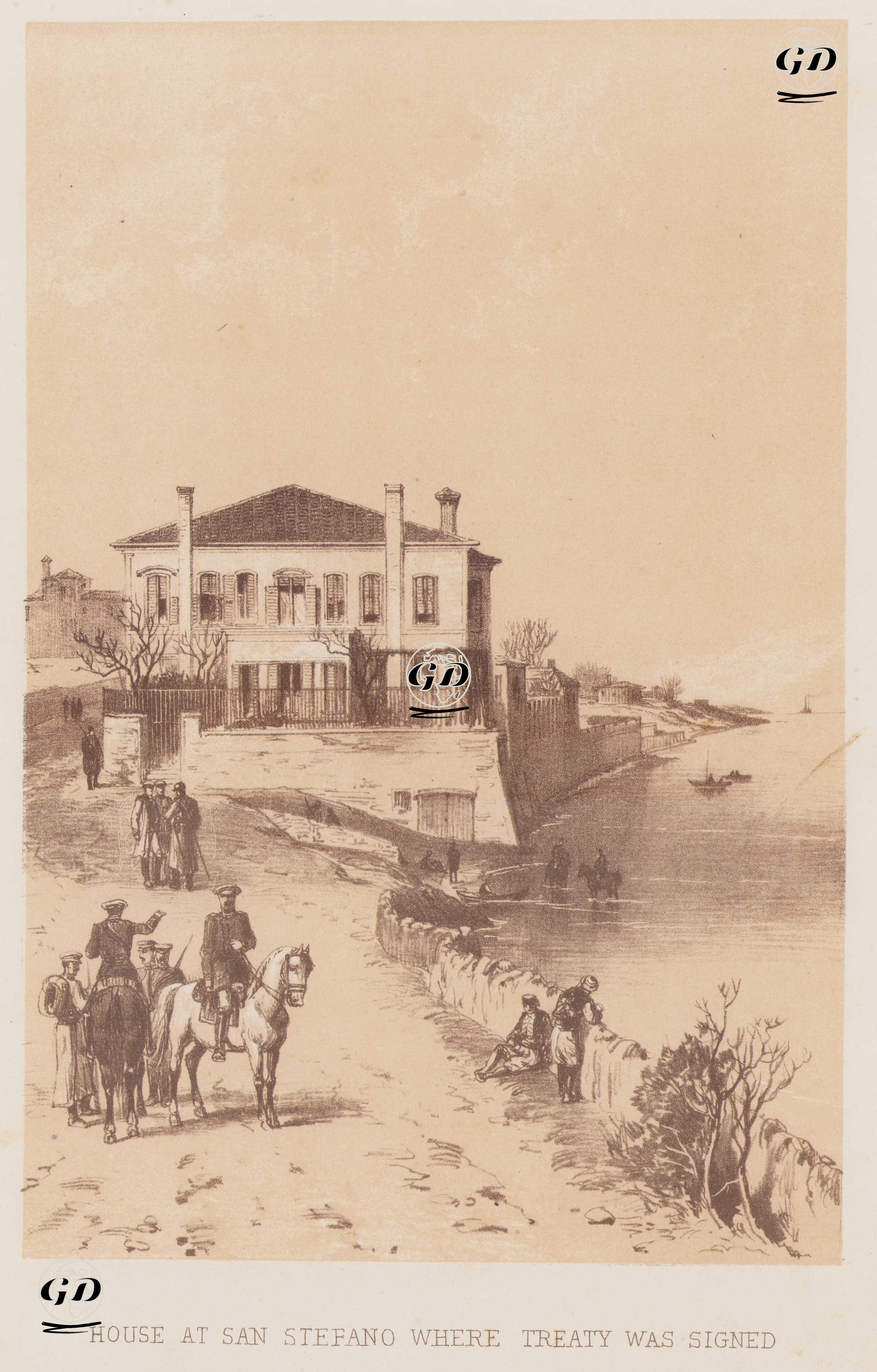 House at San Stefano Where Treaty was Signed (Treaty of  San Stefano (Yeşilköy) Between Turkey and Russia, Ending 1877-1878 Ottoman-Russian War) -  - 1878