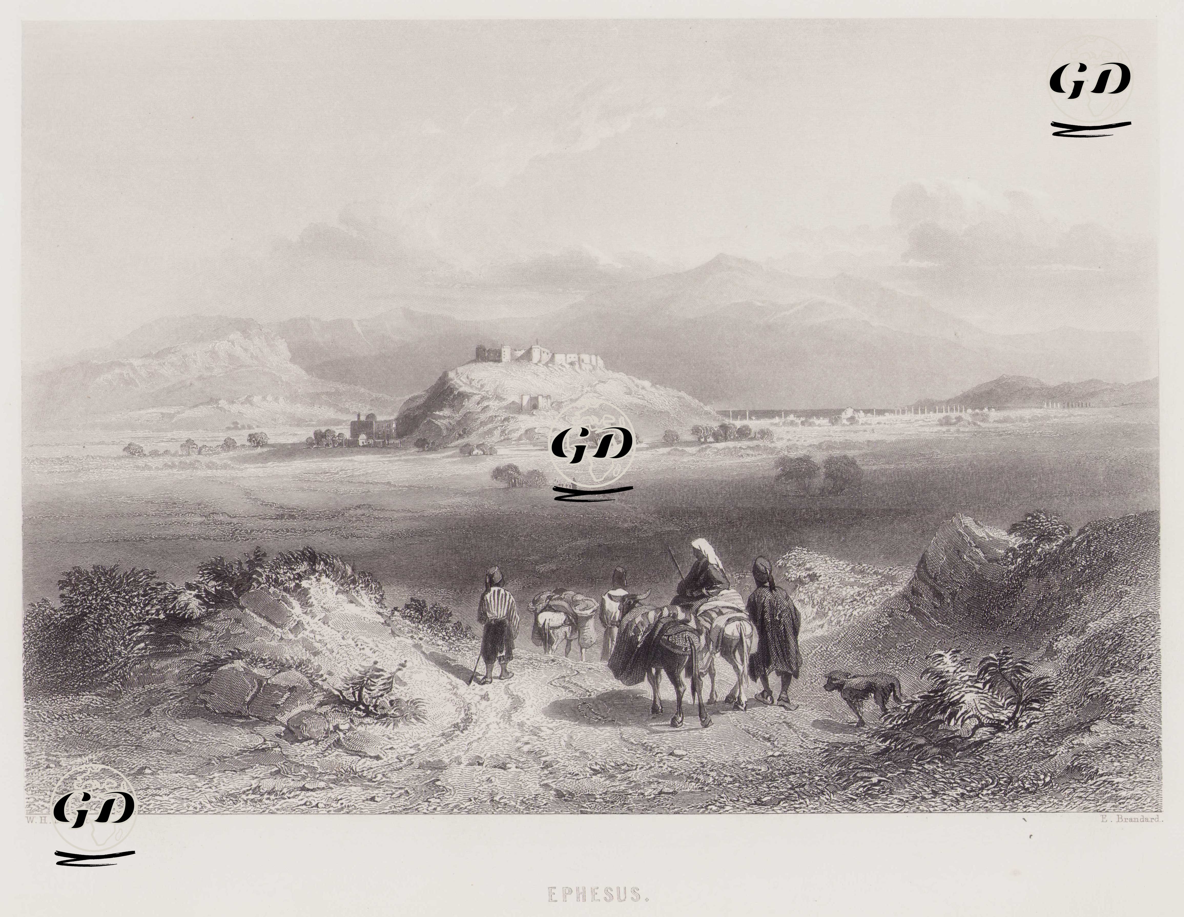 Efes Antik Şehri ve Ayasuluk (Selçuk) Kalesi - William Henry Bartlett (1809-1854) - 1852