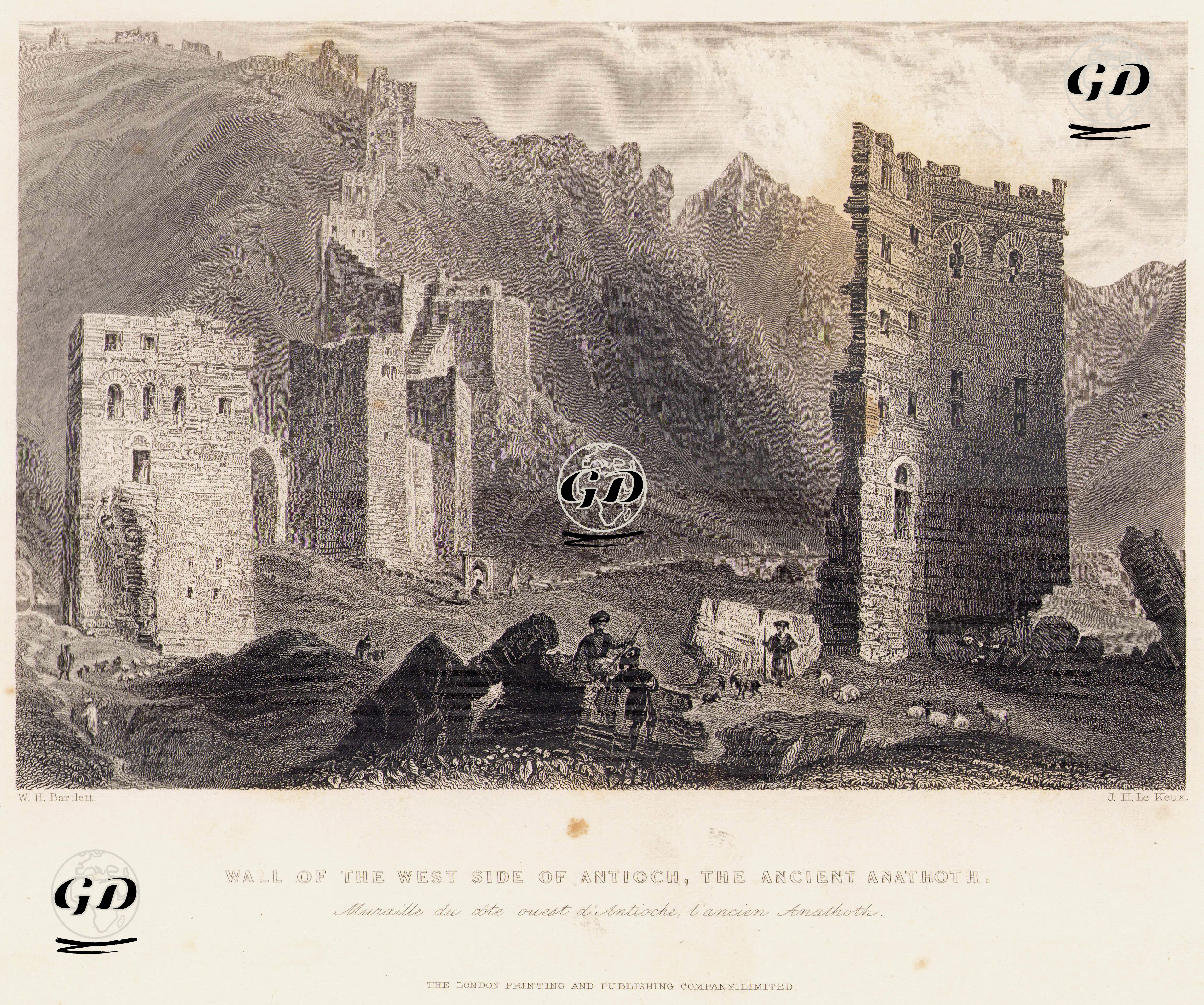 Wall Of The West Side Of Antioch, The Ancient Anathoth-Muraille Du Cote Ouest D'Antioche, L'Ancien Anathoth  - William Henry Bartlett (1809-1854) - 1850's