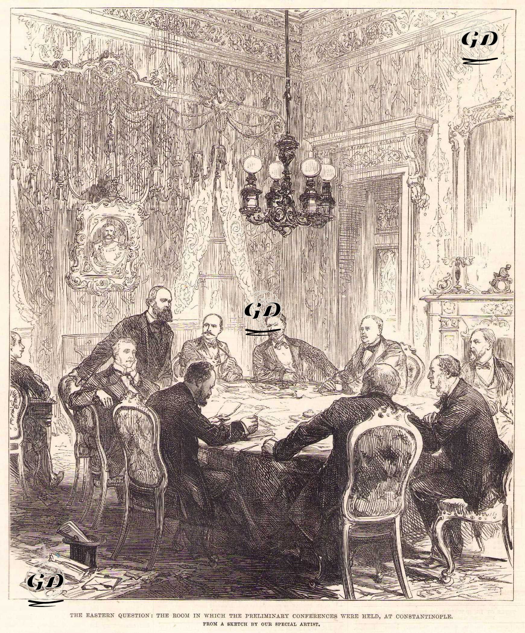 The Eastern Question: The Room in Which the Preliminary Conferences Were Held, at Constantinople - Melton Prier (1845-1910) - 1877
