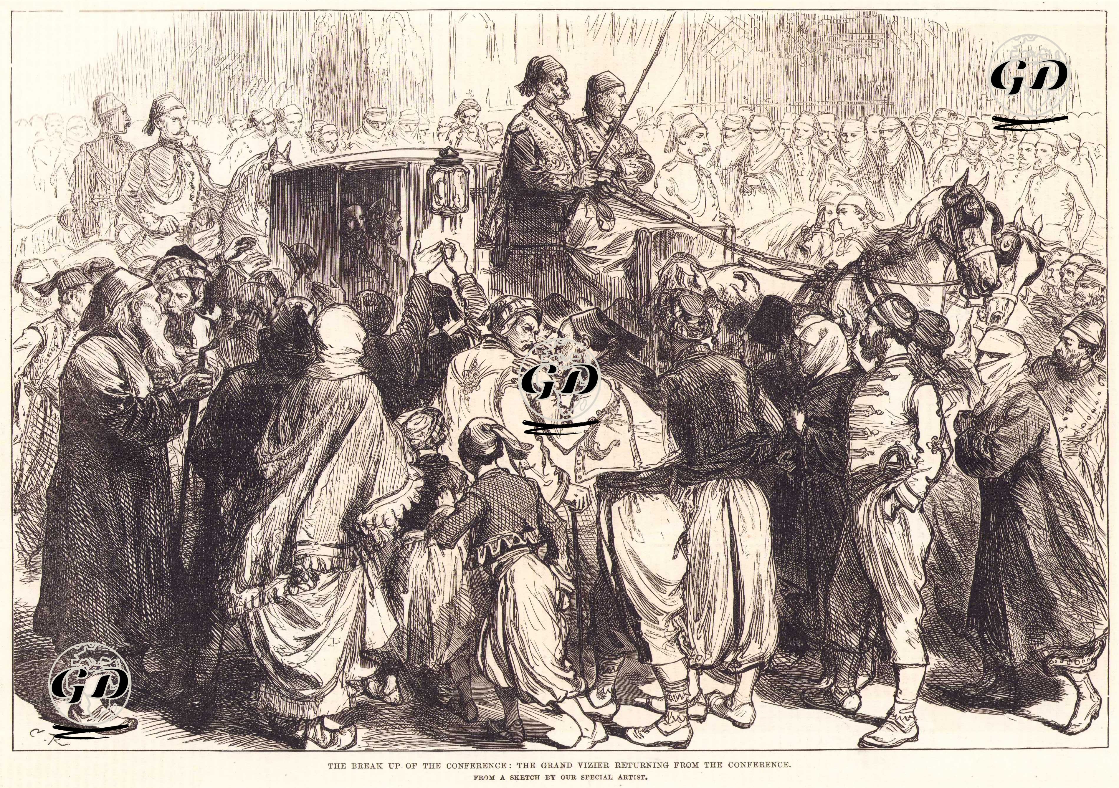 Tersane (İstanbul) Konferansının Dağılmasının Ardından Sadrazam Midhat Paşa'nın Toplantıdan Dönüşü -  - 1877