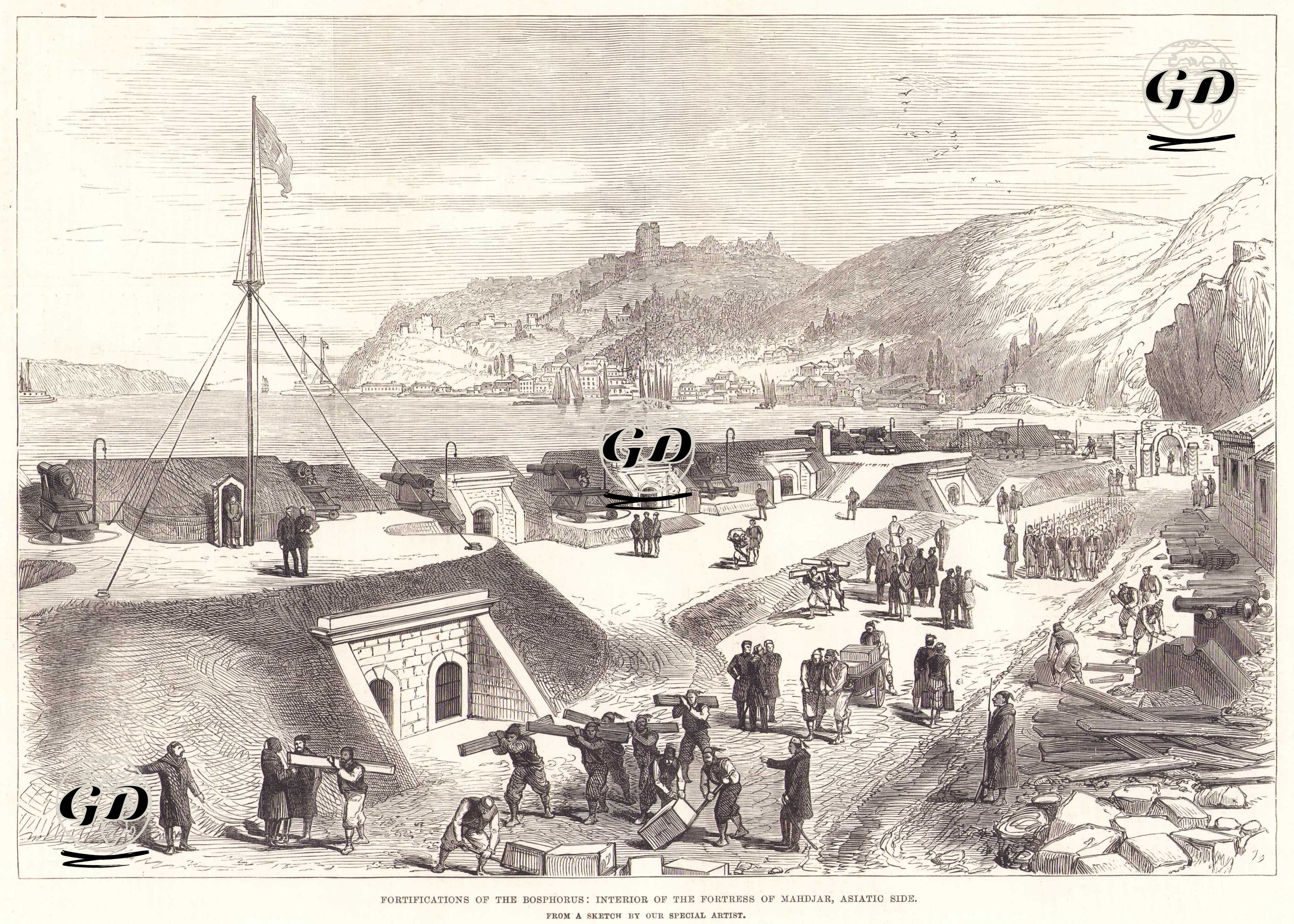 Boğaziçi Tahkimatları: Anadolu Yakasında Macar Kalesi'sinin İçi - Melton Prier (1845-1910) - 1877