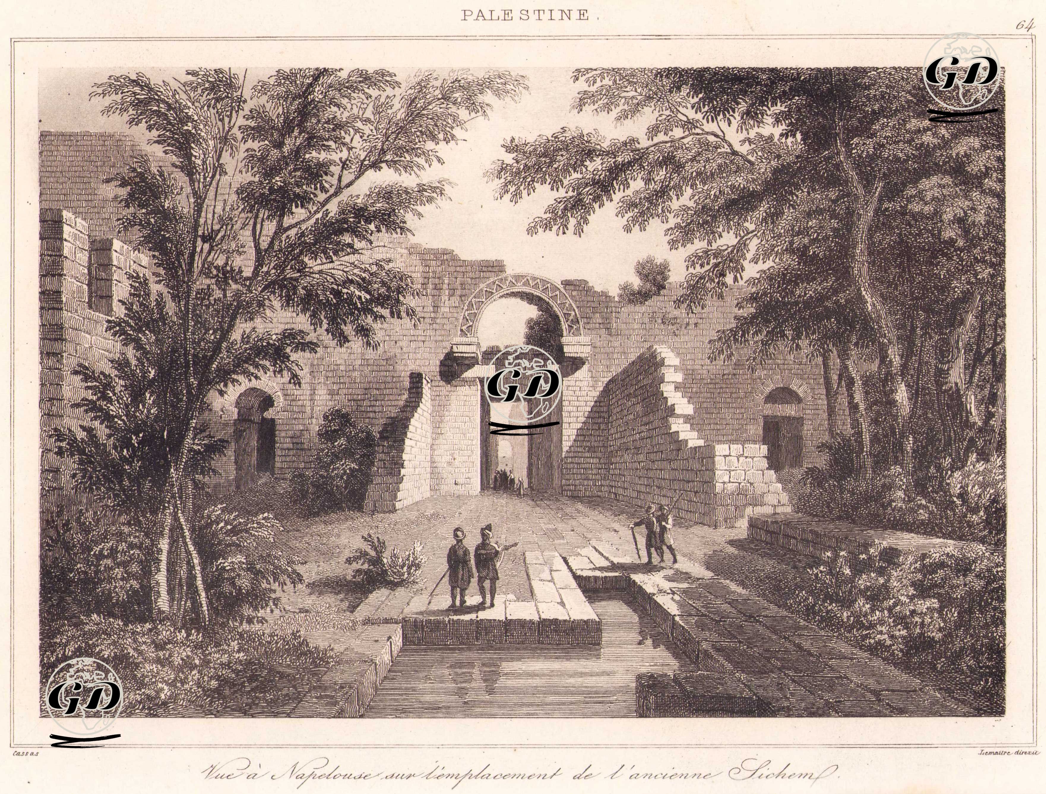 Palestine - Vue a Napelouse, sur l’emplacement de l’ancienne Sichem (Halep Gate (The Medina Gate - St.Paul Gate), Antakya) (Plate 64) - Louis Francois Cassas (1756-1827) - ?1848