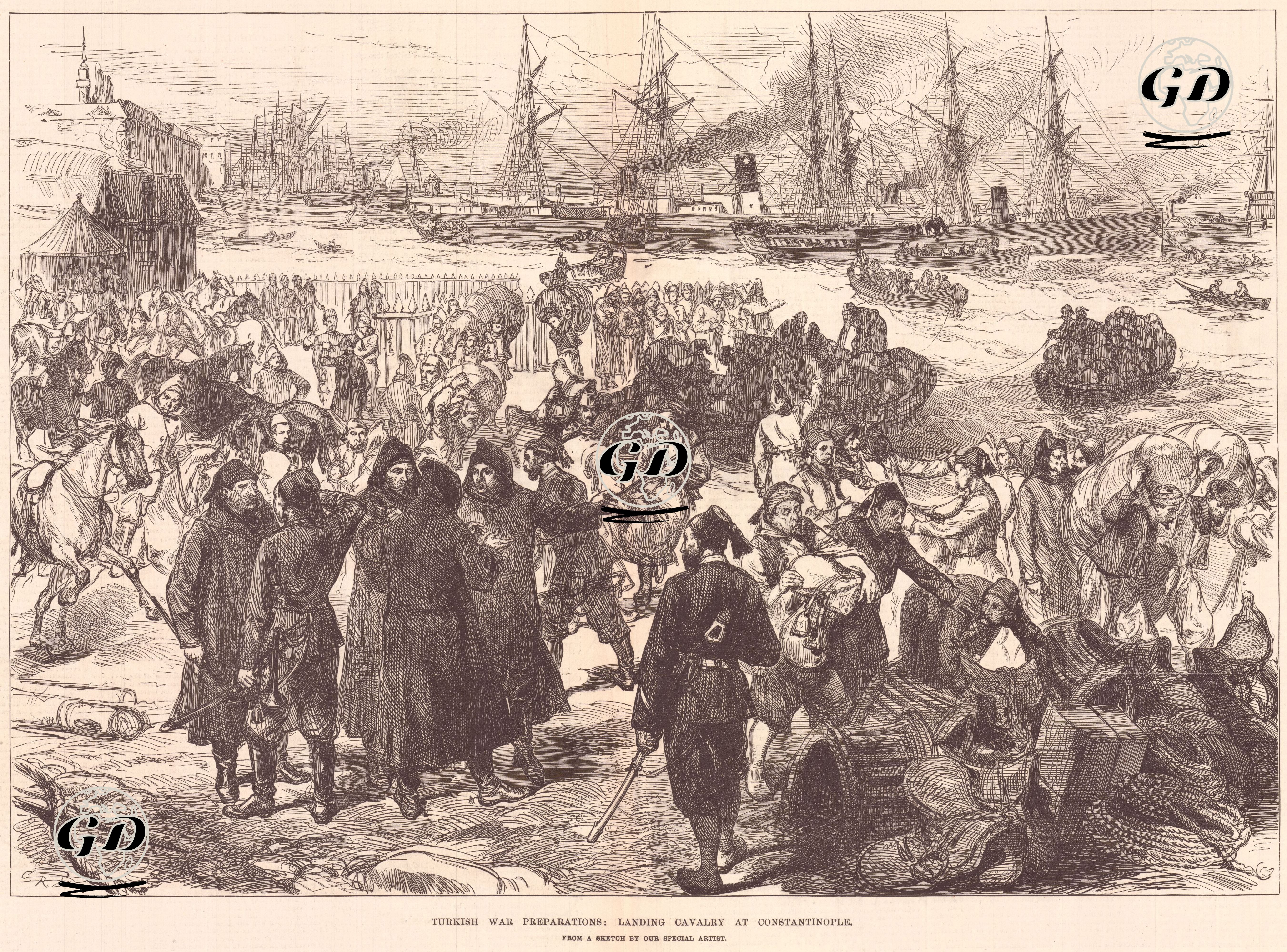Osmanlı Savaş Hazırlıkları: İstanbul’da Atlı Birliklerin Karaya Çıkışı - C.Robinson - 1877
