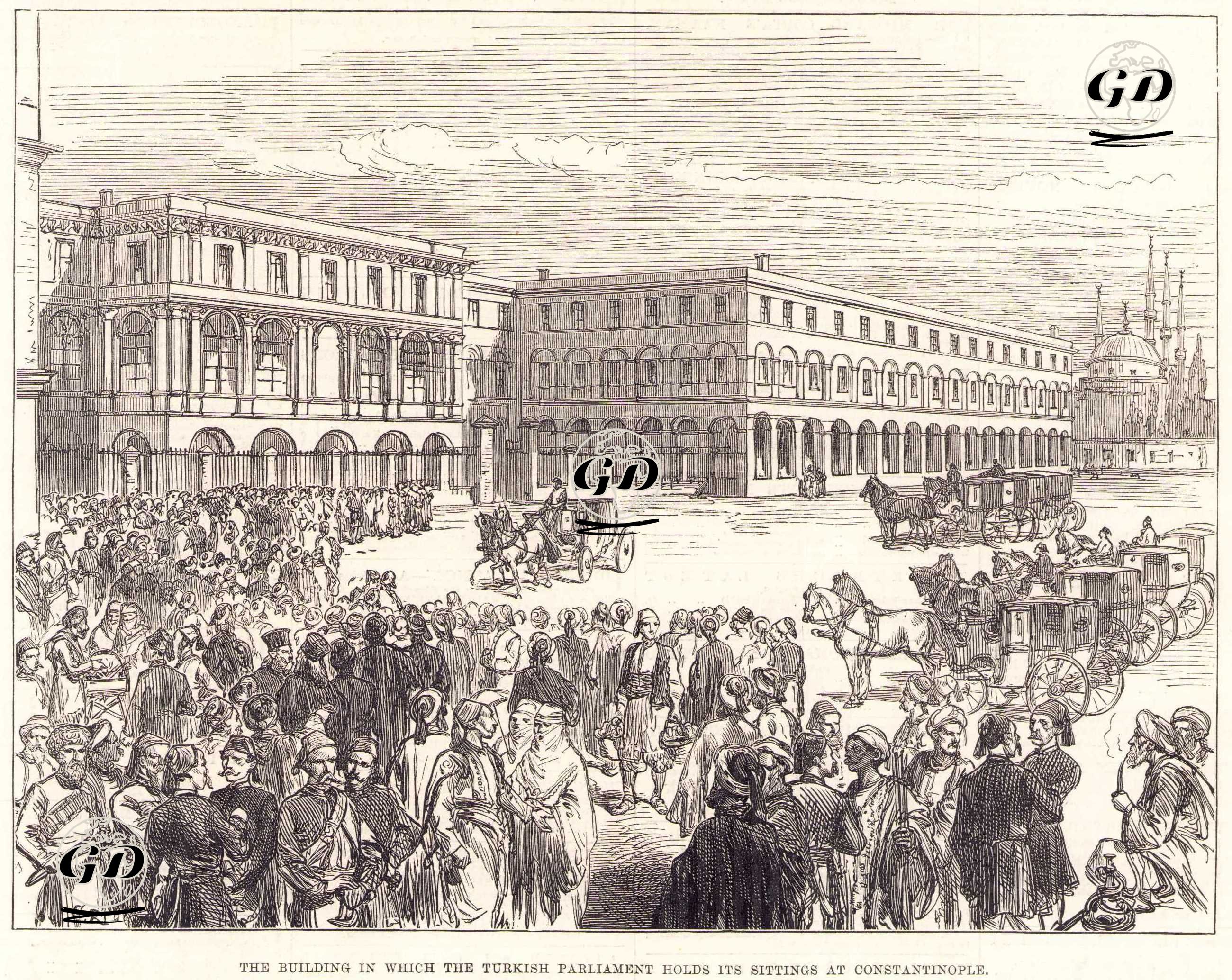 The Building in Which the Turkish Parliament Holds Its Sittings at Constantinople -  - 1877