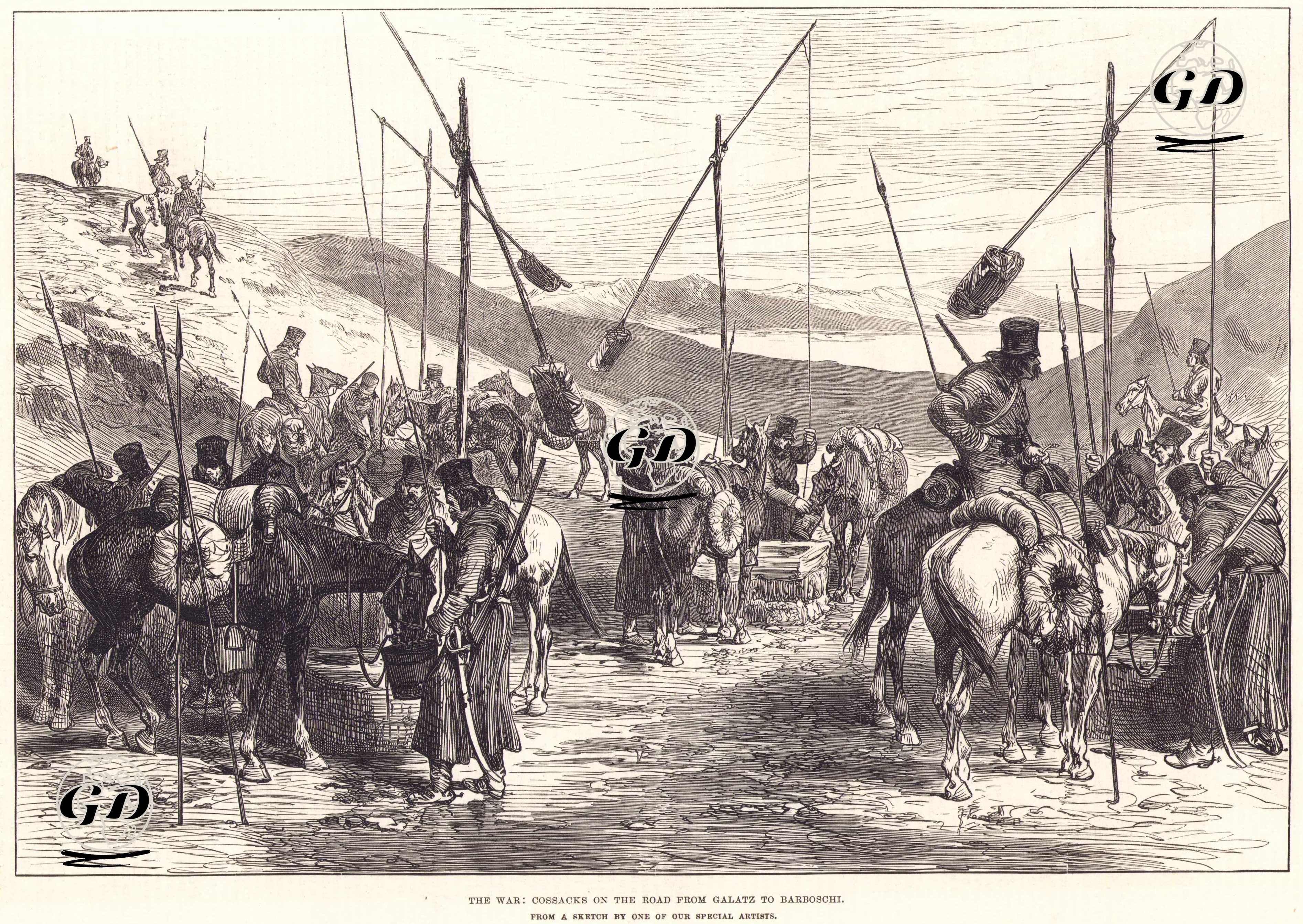 1877-1878 Osmanlı-Rus Savaşı (93 Harbi) Sırasında Galatz’tan Barbosu’ya Giden Kazak Süvarileri -  - 1877