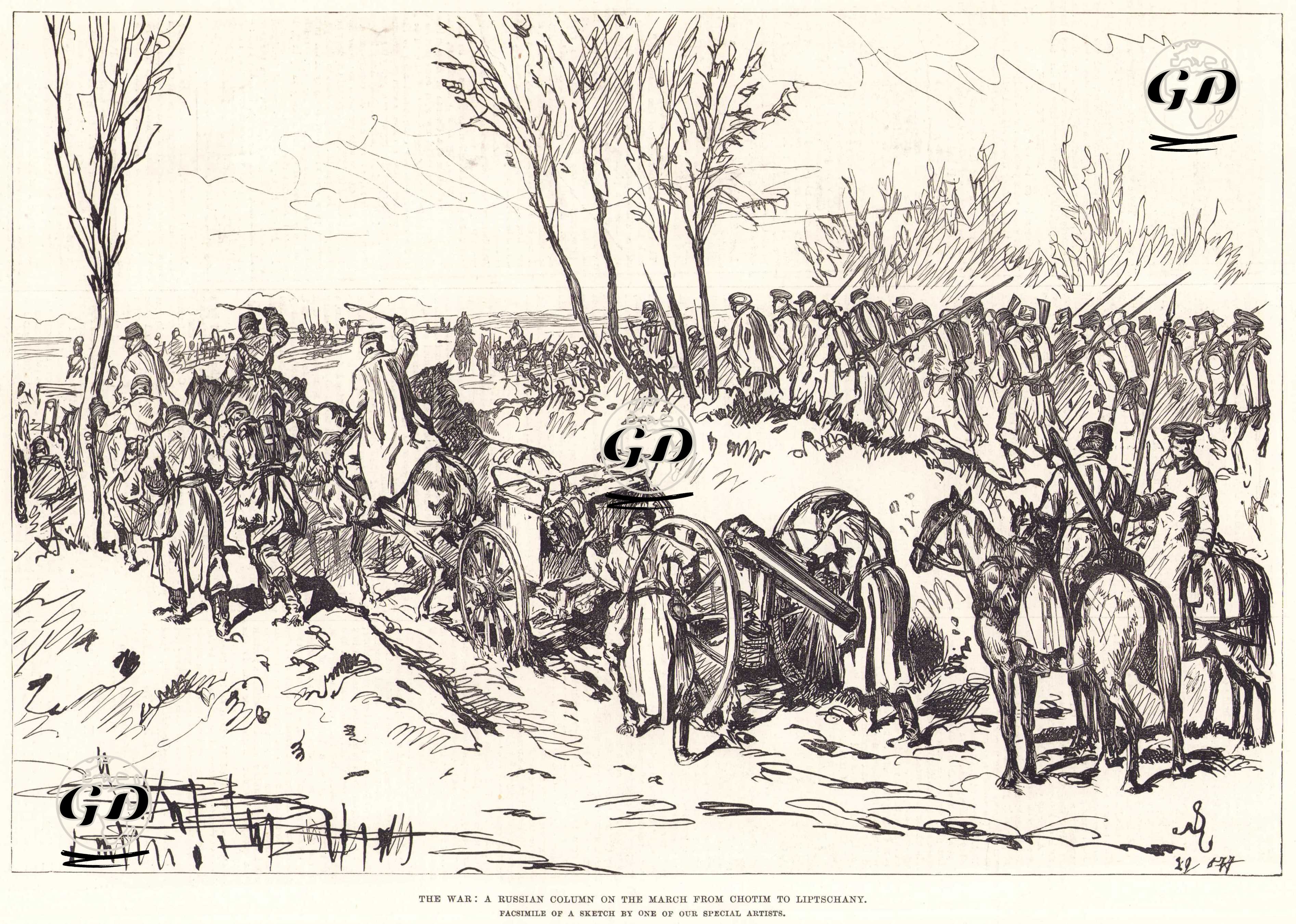 1877-1878 Osmanlı-Rus Savaşı (93 Harbi) Sırasında Hotin’den Liptochany’ye Yürüyen Rus Birliği -  - 1877