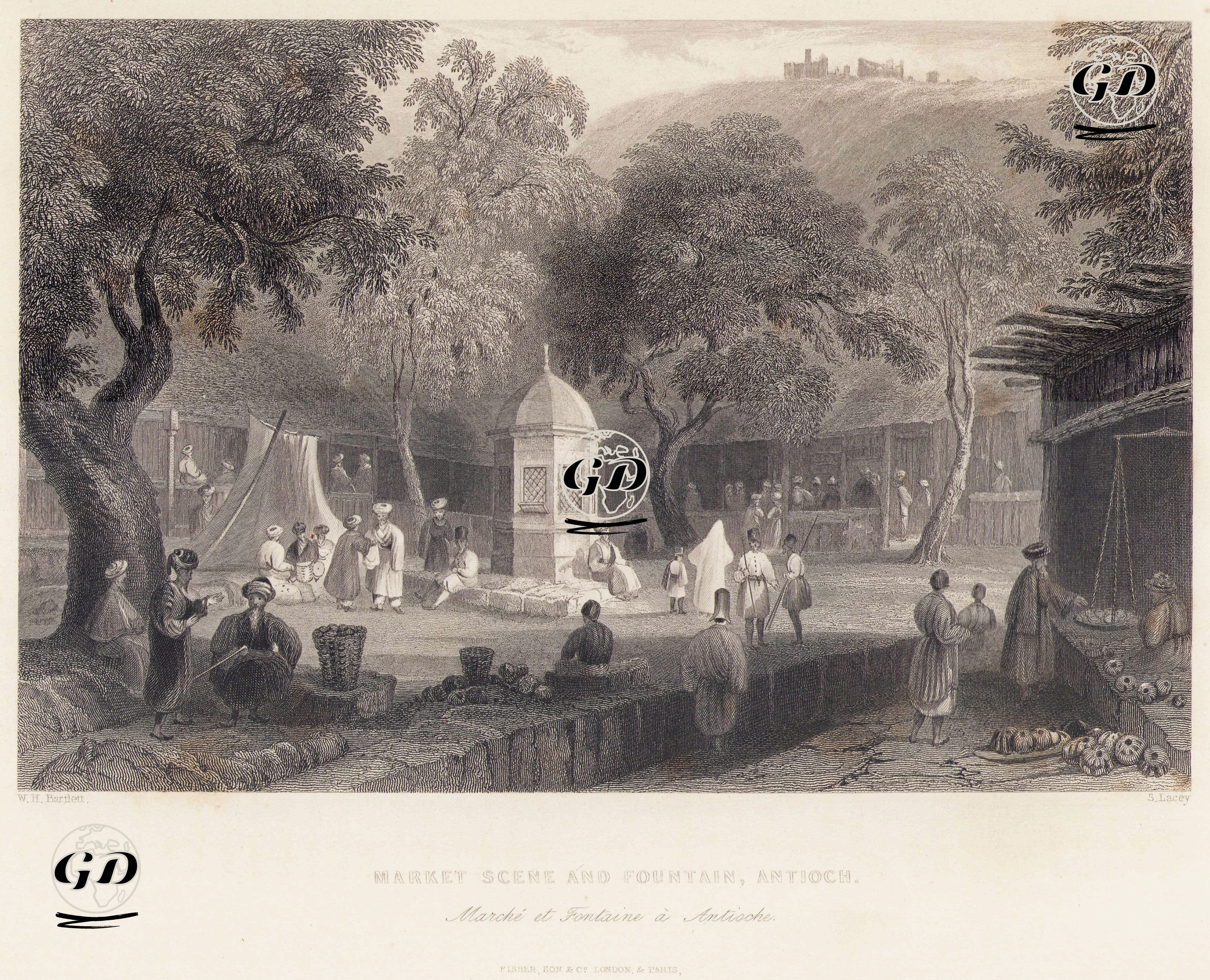 Antakya'da Pazar ve  Zugaybe Çeşmesi - William Henry Bartlett (1809-1854) - 1838-1839