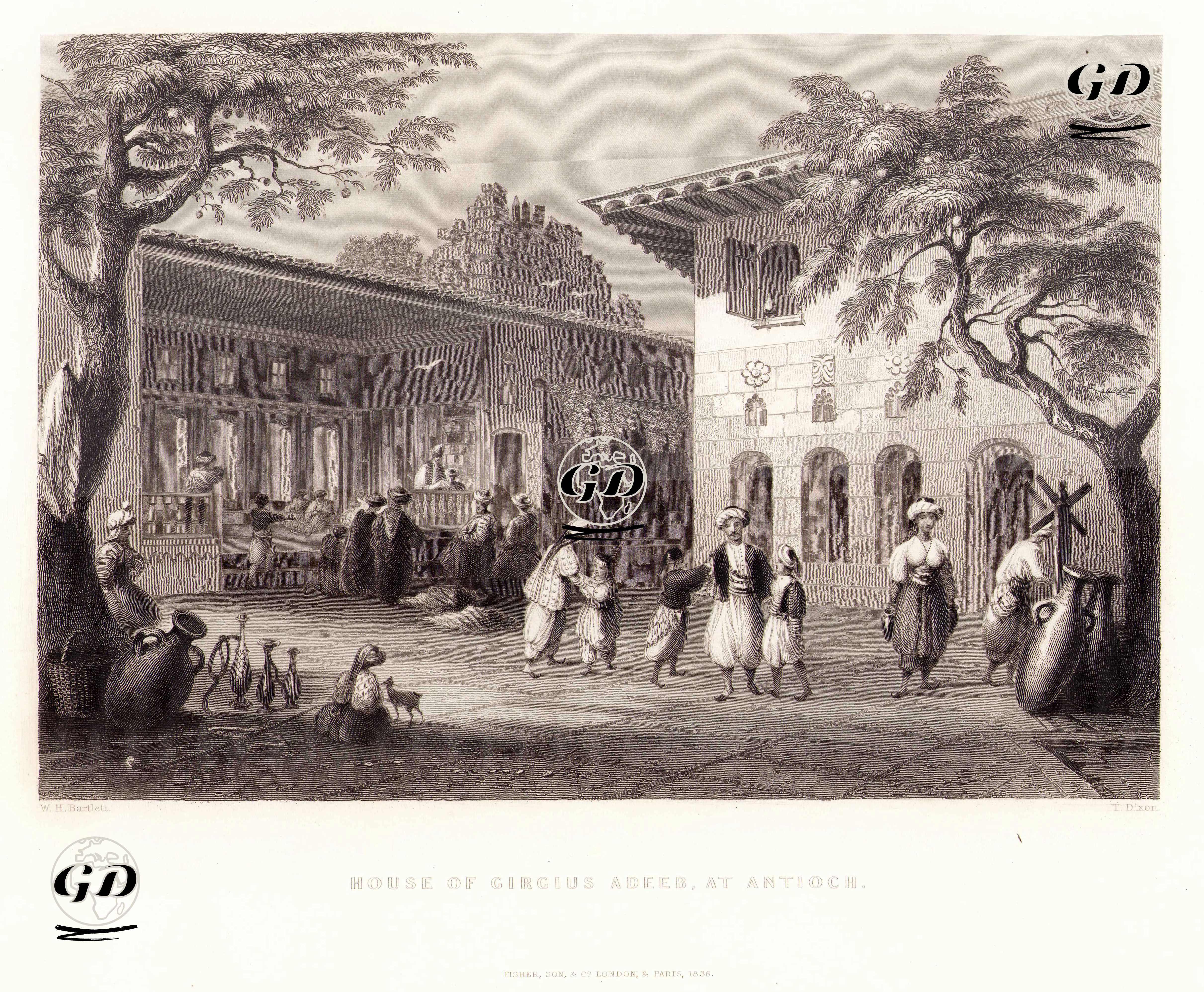  Antakya'da Girgius Adeeb'in Evi - William Henry Bartlett (1809-1854) - 1836