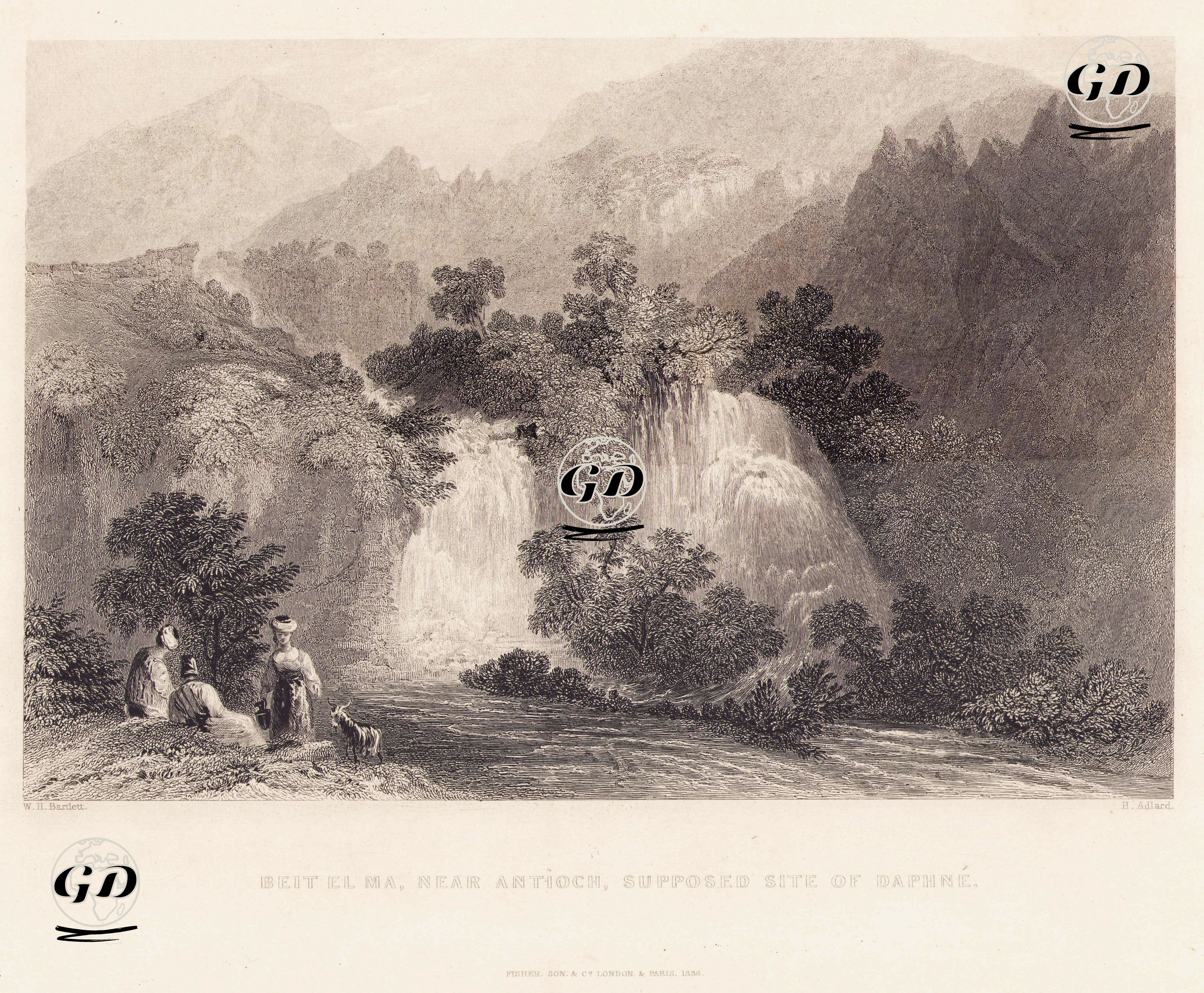 Antakya'da Harbiye (Defne-Daphne) Şelalesi - William Henry Bartlett (1809-1854) - 1836