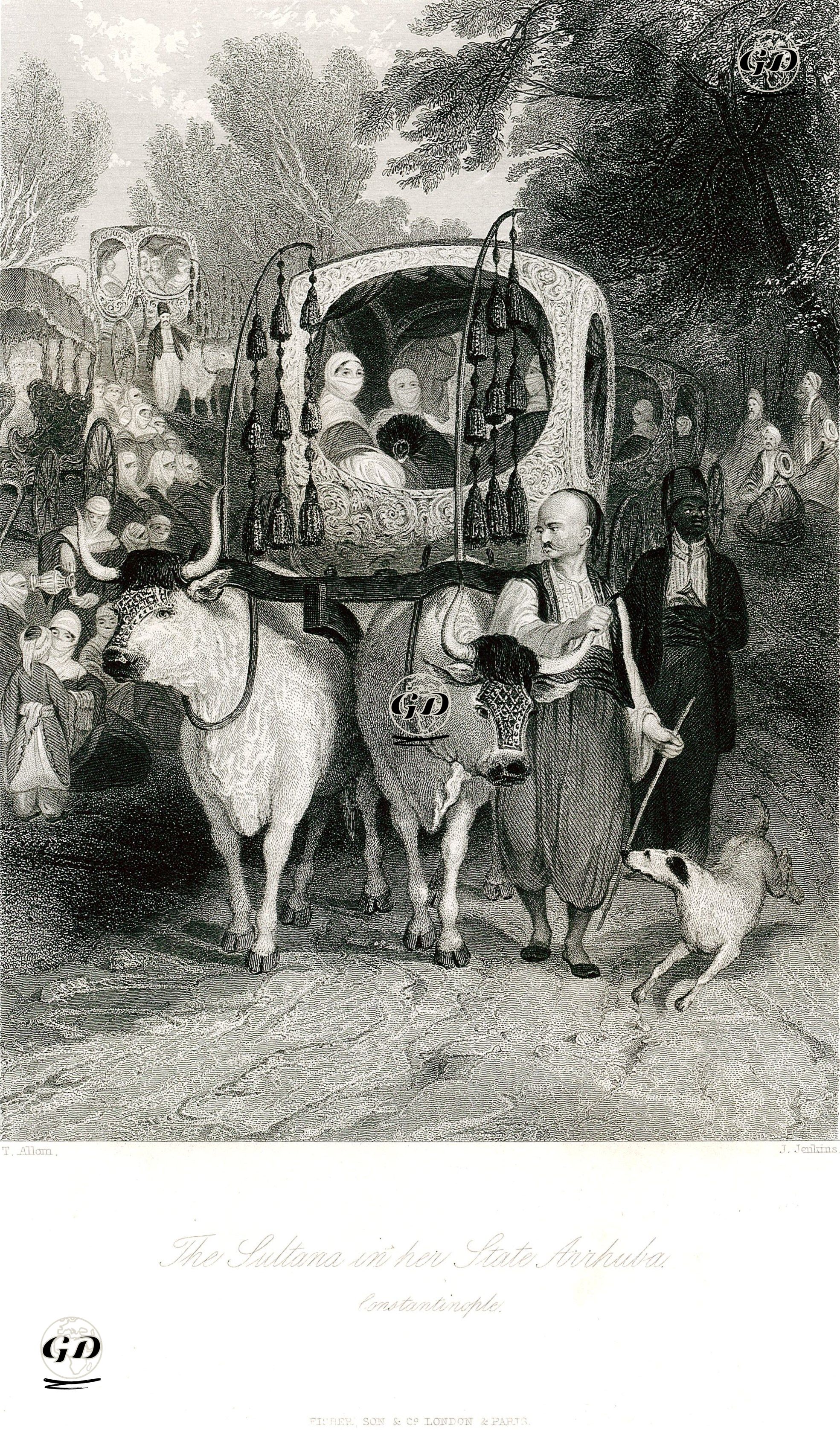 Padişah I. Abdülhamid'in Kızı Esma Sultan Saltanat Arabasında - Thomas Allom (1804-1872) - 1838-1839