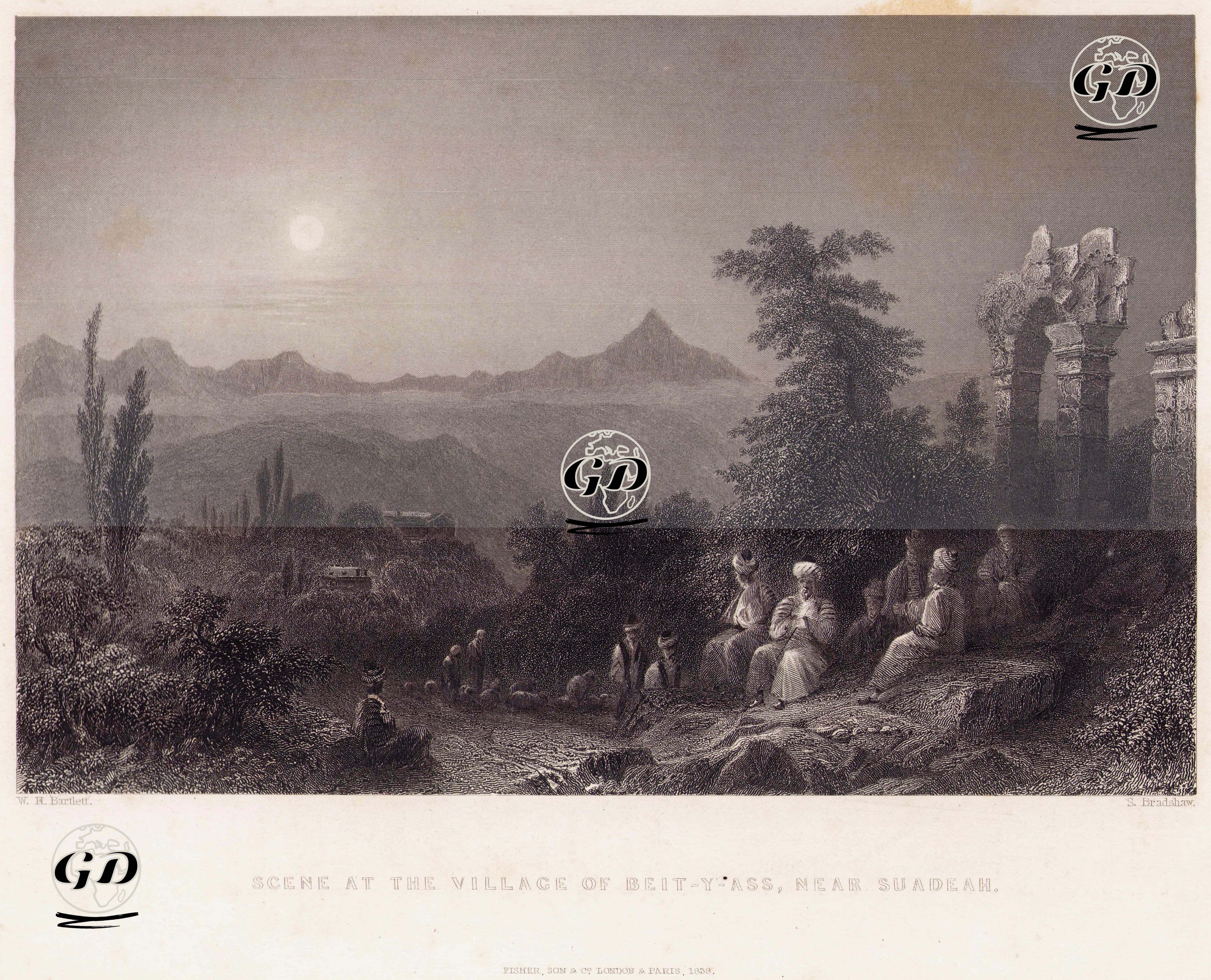 Samandağ Yakınlarında Beyt-i Ess Köyünün Manzarası - William Henry Bartlett (1809-1854) - 1838