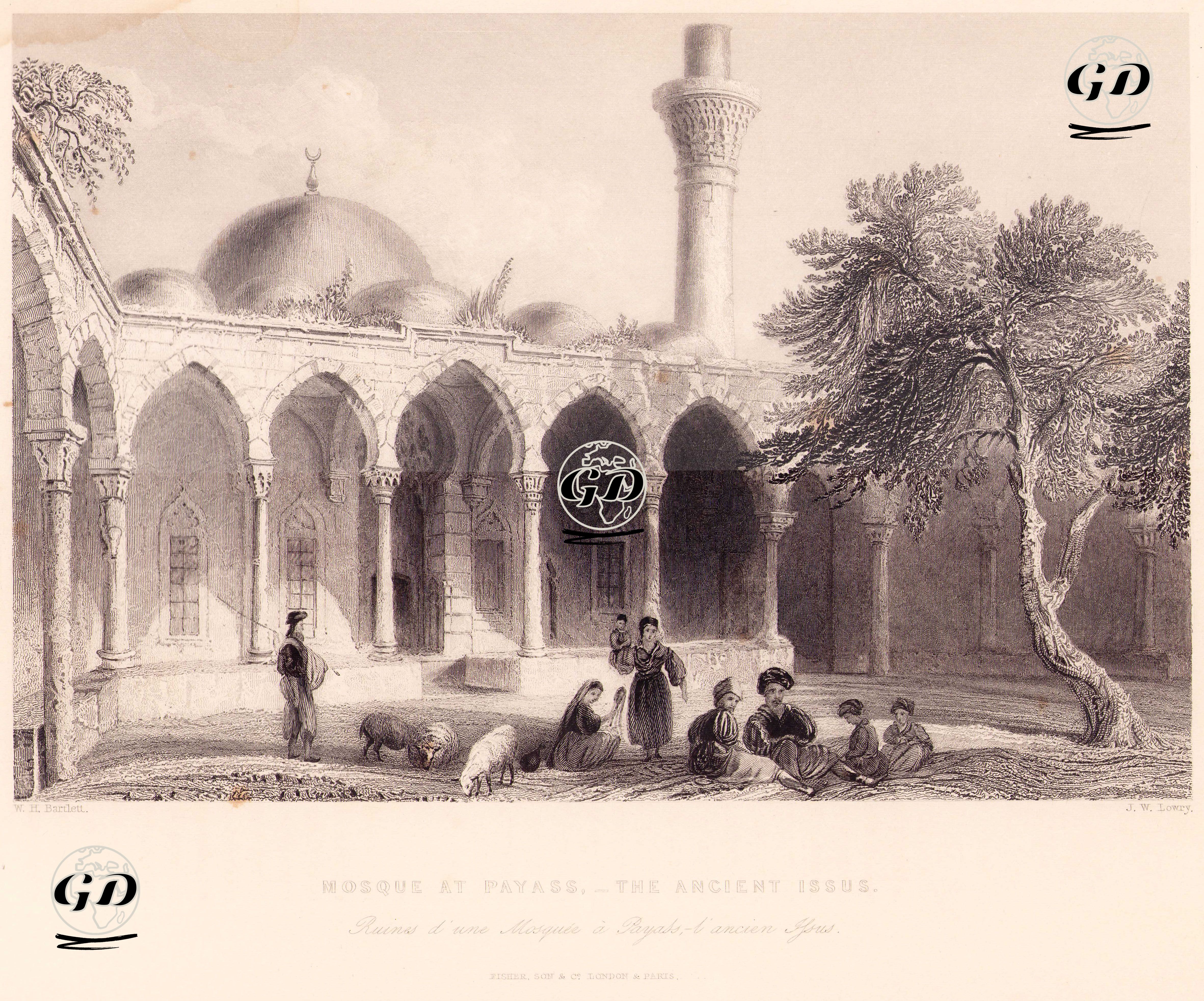 Mosque At Payass, The Ancient Issus-Ruines D'Une Mosquee A Payass, L'Ancien Issus   - William Henry Bartlett (1809-1854) - 1838-1839