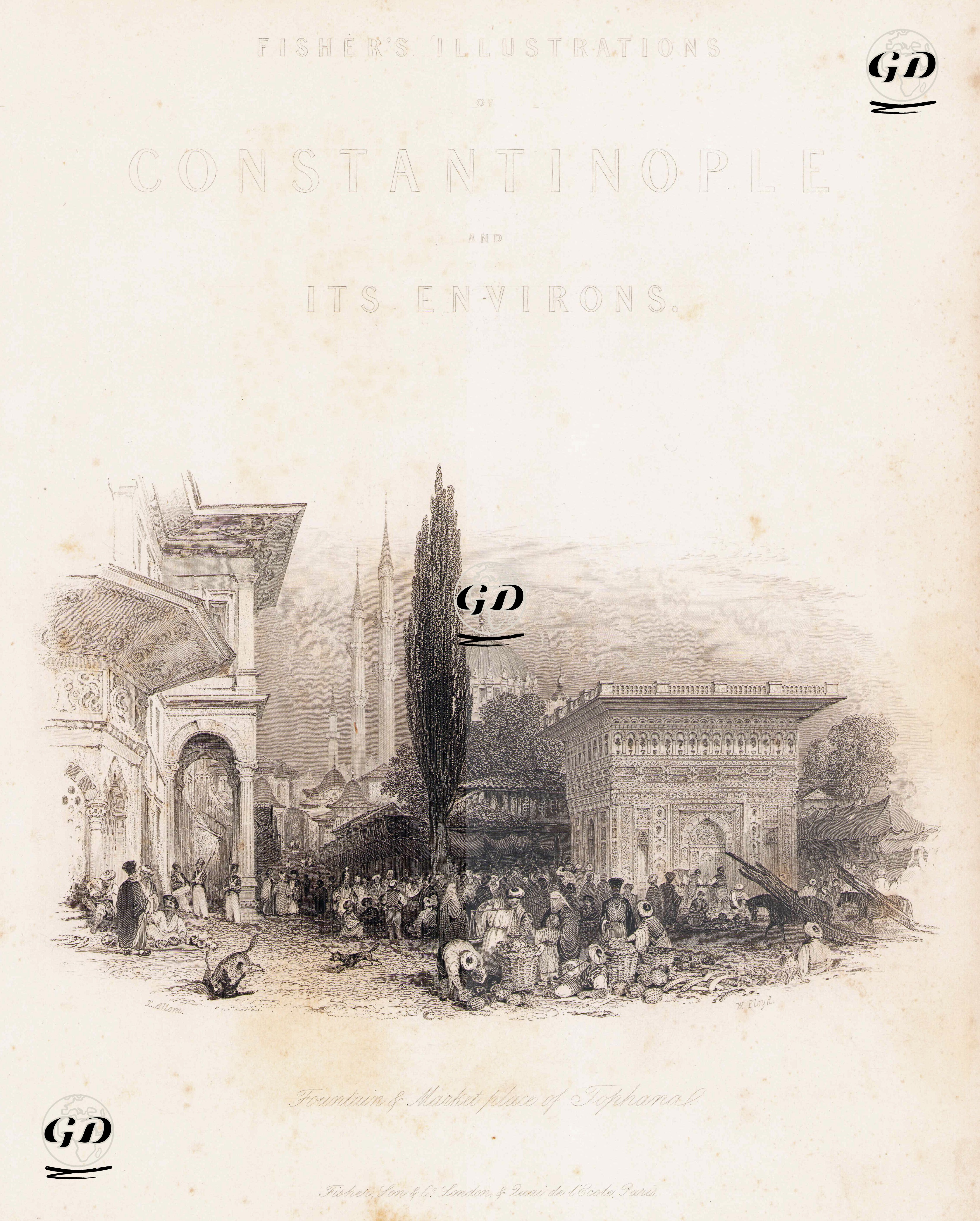 İstanbul'da Tophane Çeşmesi Ve Pazaryeri  - Thomas Allom (1804-1872) - 1838