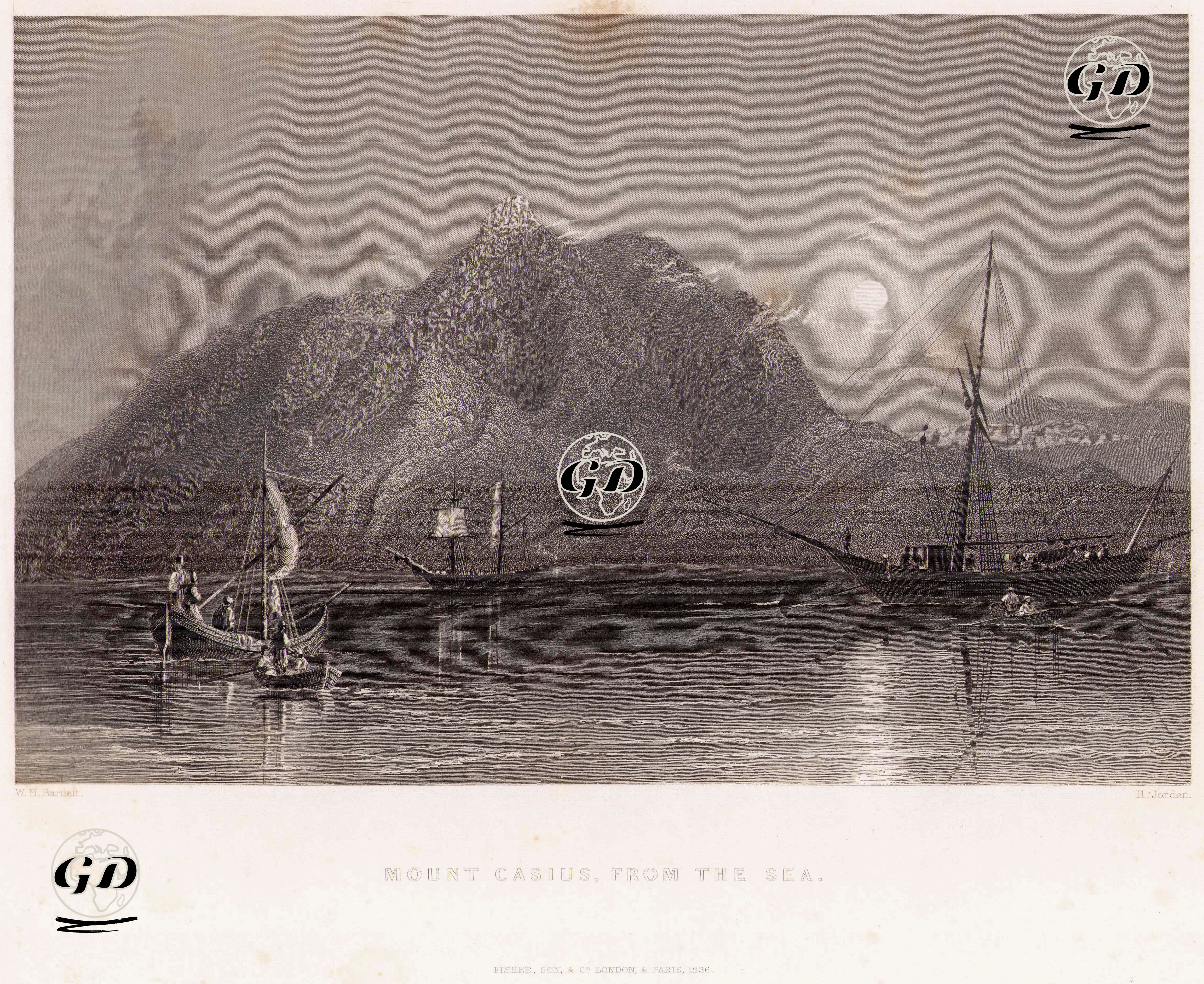 Keldağ'ın (Kılıçdağ) Denizden Görünümü - William Henry Bartlett (1809-1854) - 1836