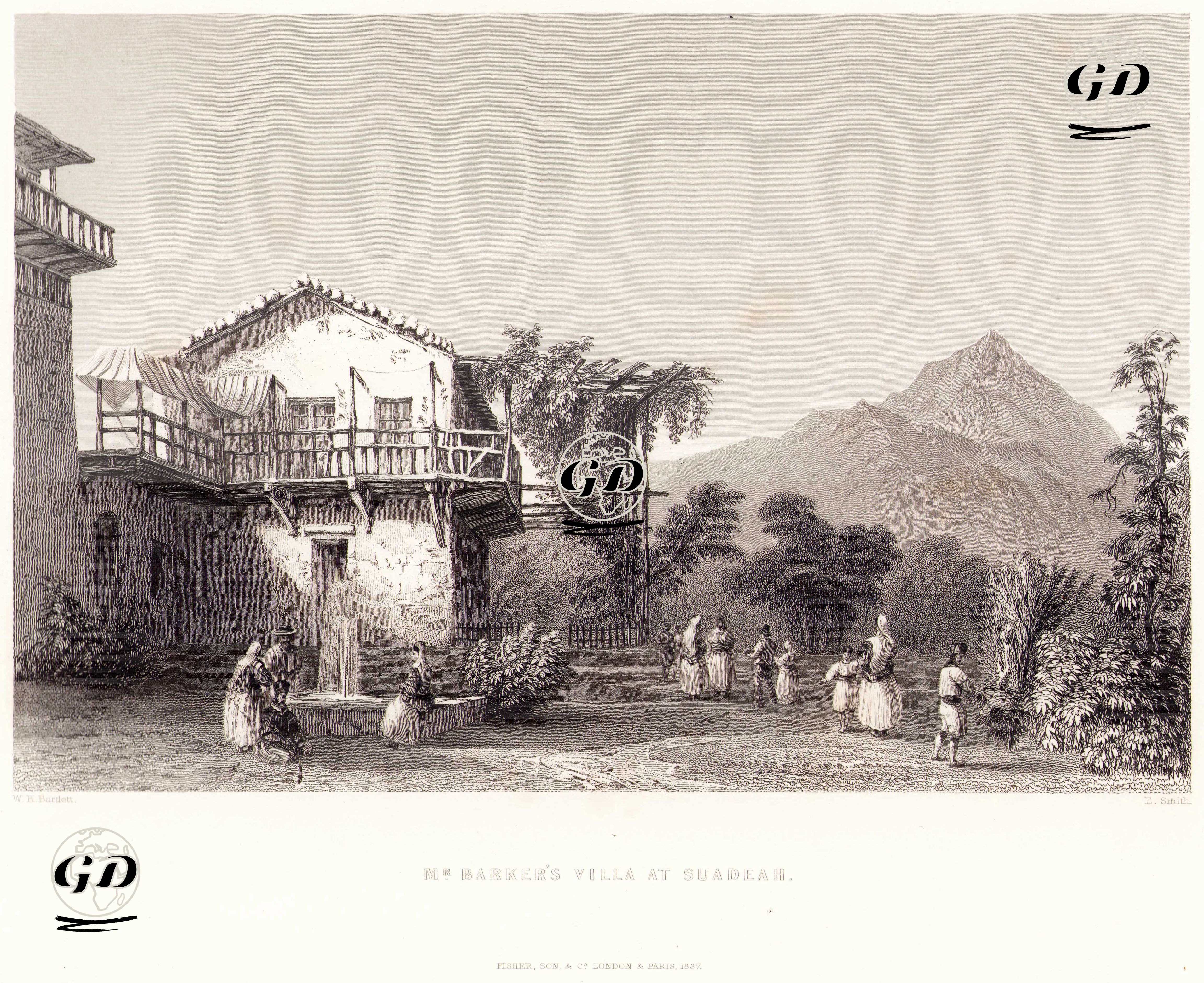 Mr. Barker's Villa At Suadeah  - William Henry Bartlett (1809-1854) - 1837