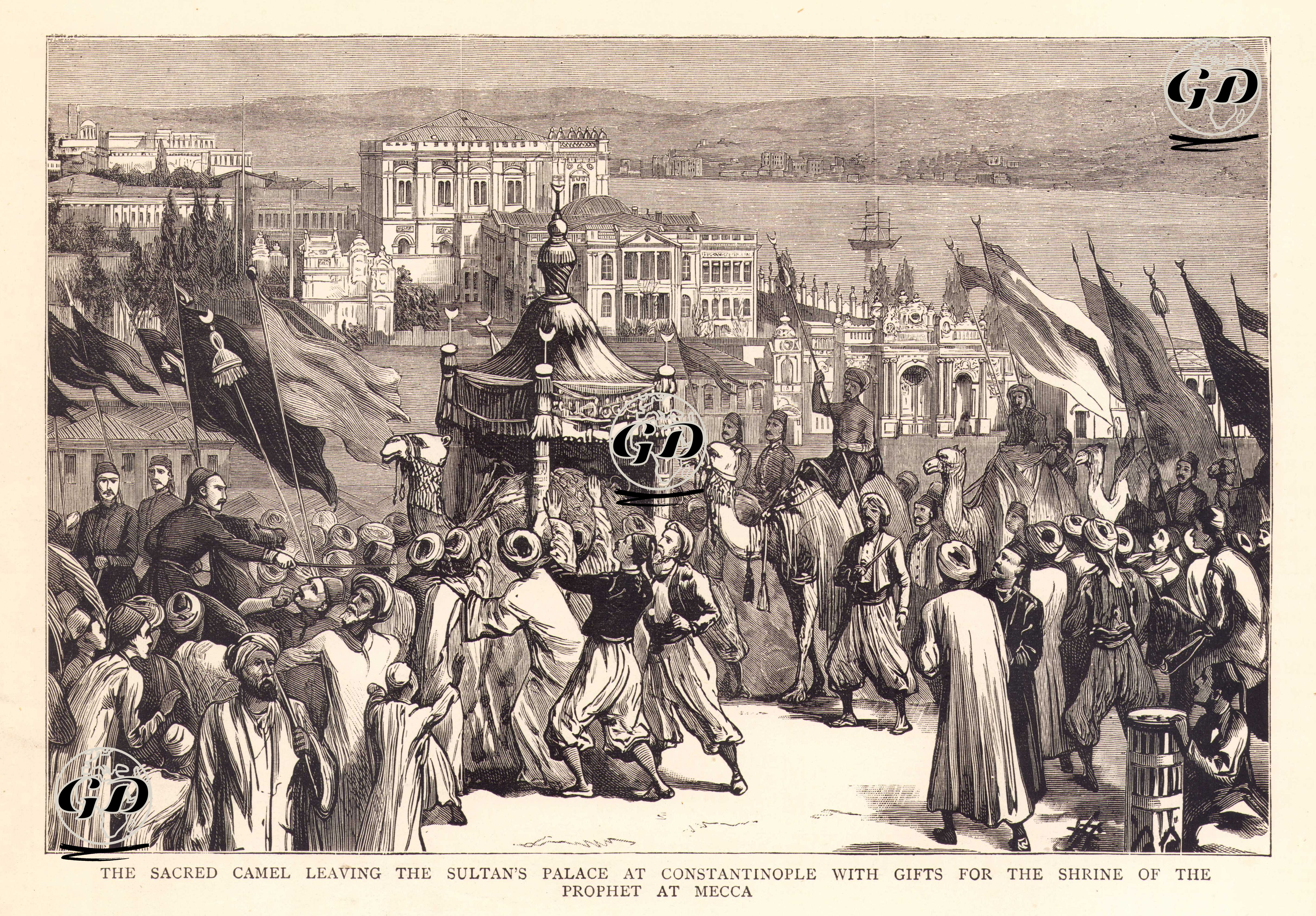 The Sacred Camel Leaving the Sultan's Palace at Constantinople With Gifts for the Shrine of the Prophet at Mecca - J.Colborne - 1882