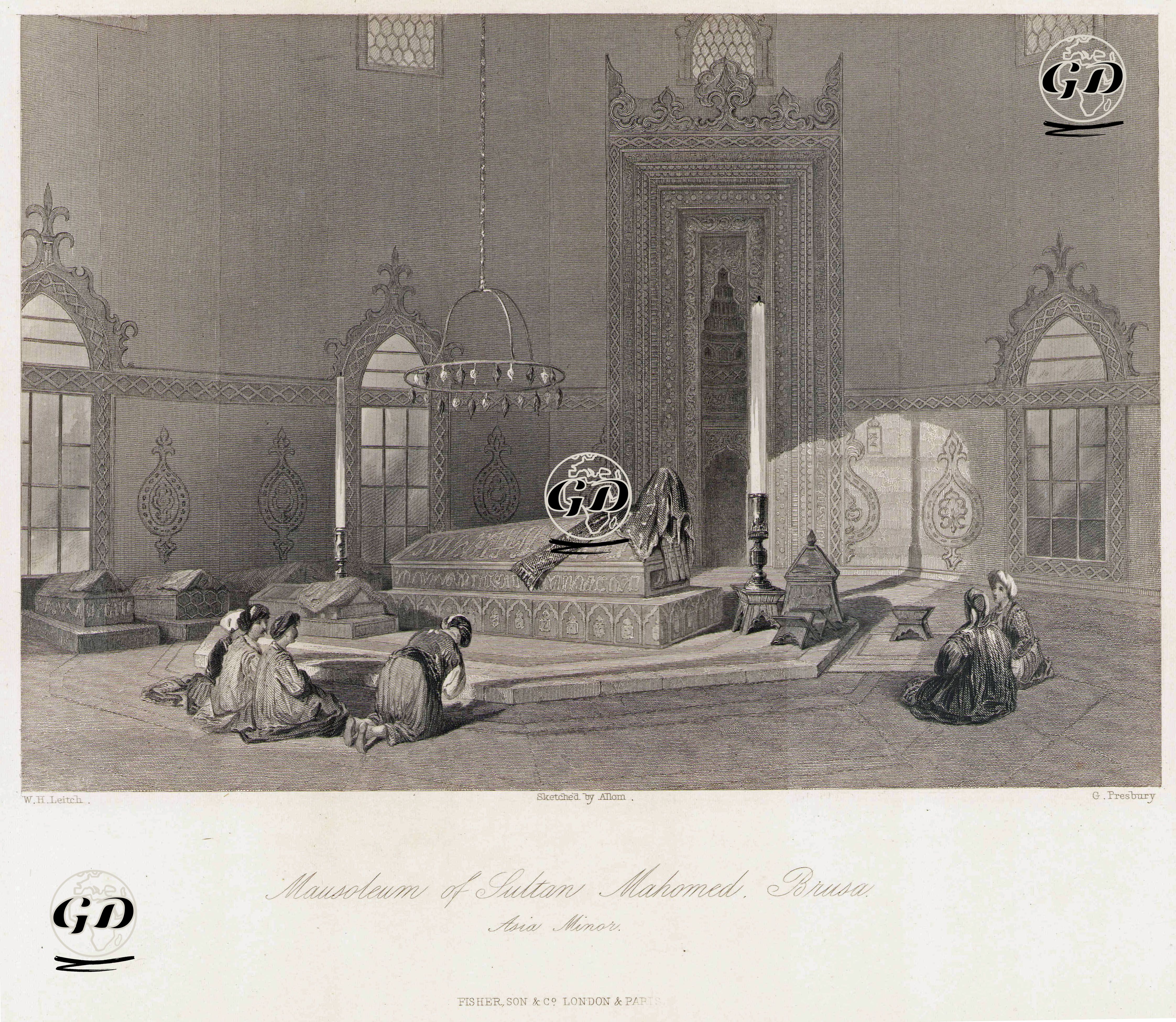 Mausoleum Of Sultan Mahomed, Brusa, Asia Minor  - William Leighton Leitch (1804-1883)-
Thomas Allom (1804-1872) - 1848