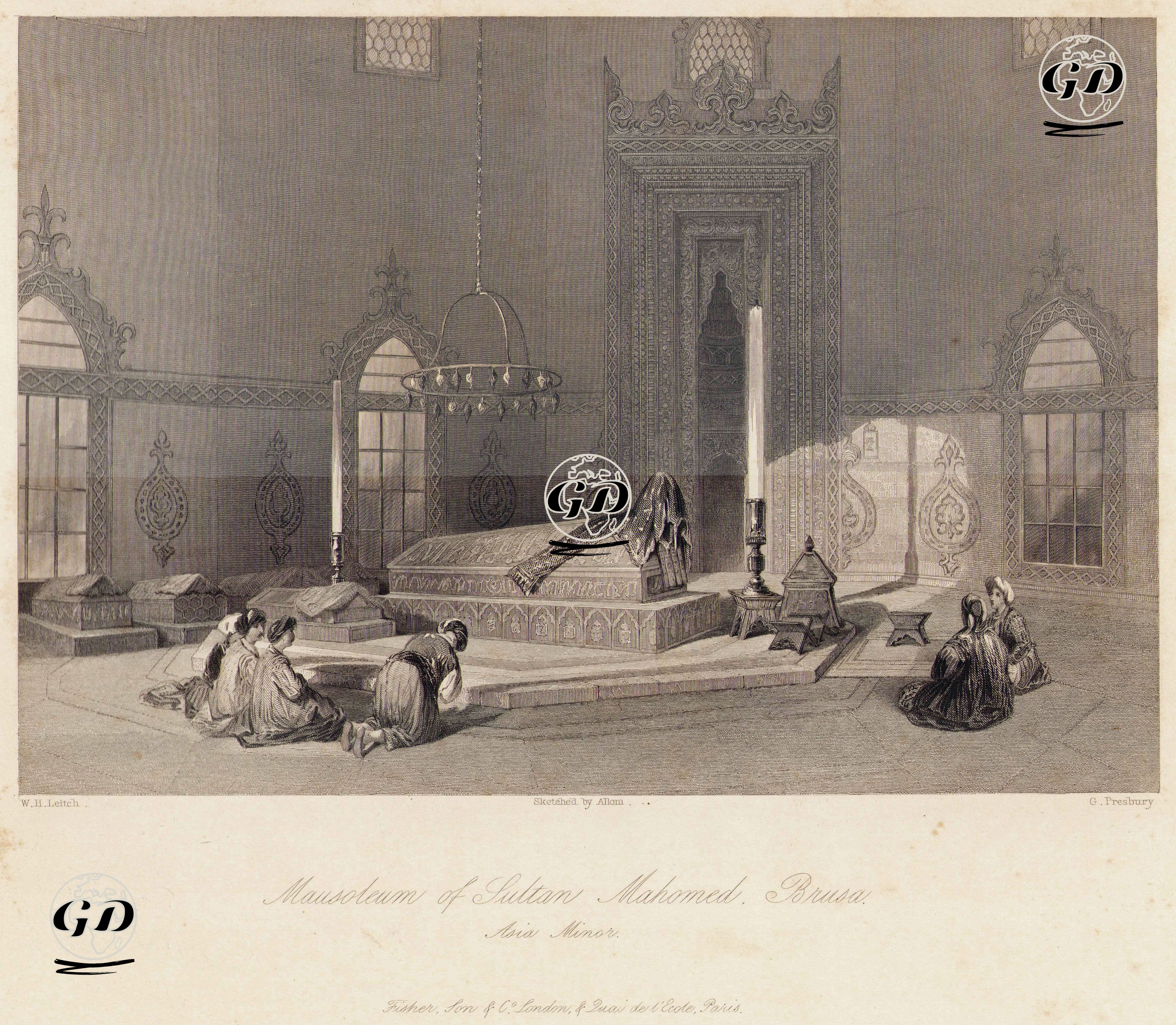 Çelebi Sultan Mehmet Türbesi (Yeşil Türbe), Bursa - William Leighton Leitch (1804-1883)-
Thomas Allom (1804-1872) - 1840's