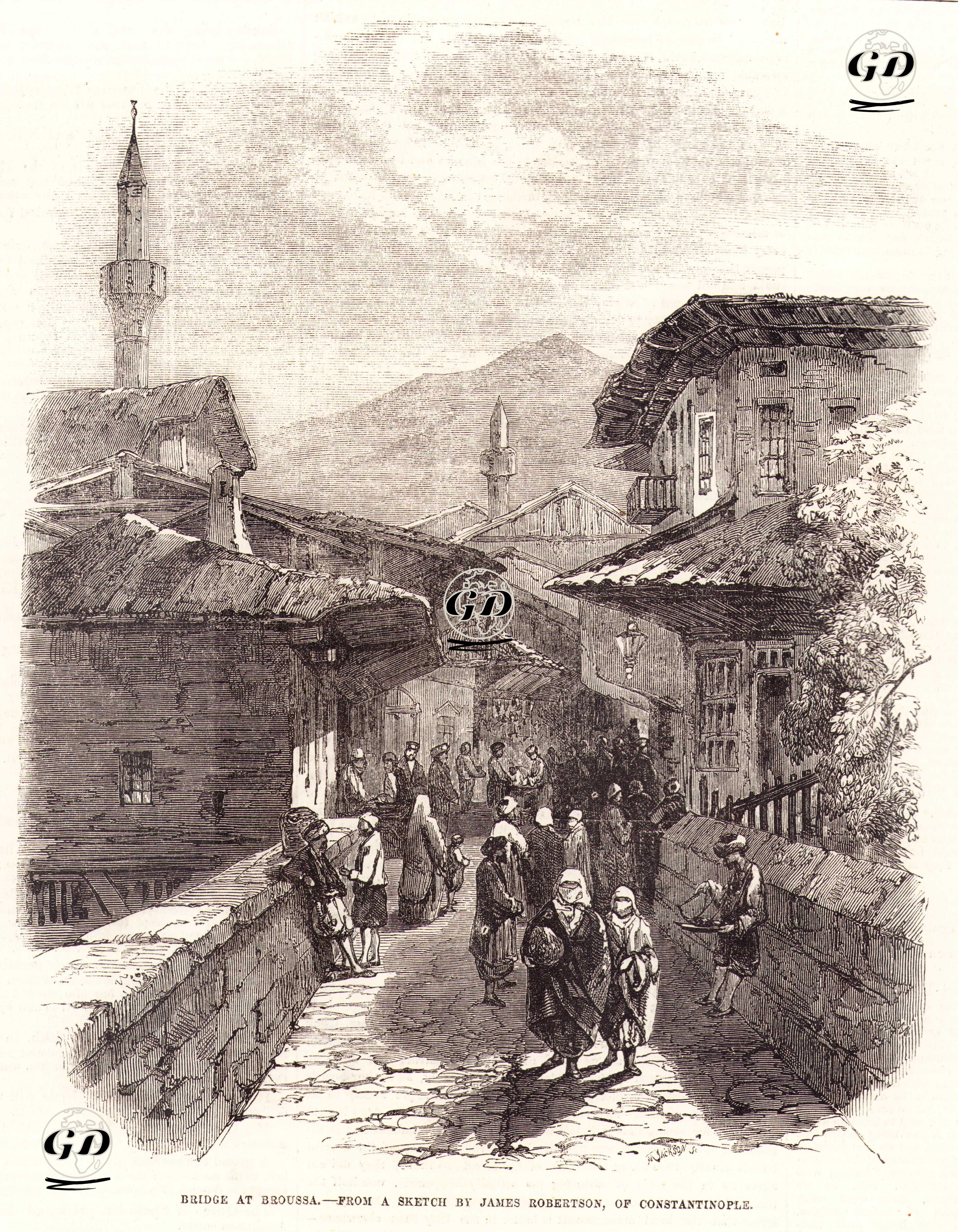 Bursa'da Bir Köprü (Setbaşı Veya Irgandi Köprüsü) - James Robertson (1813-1888) - 1855
