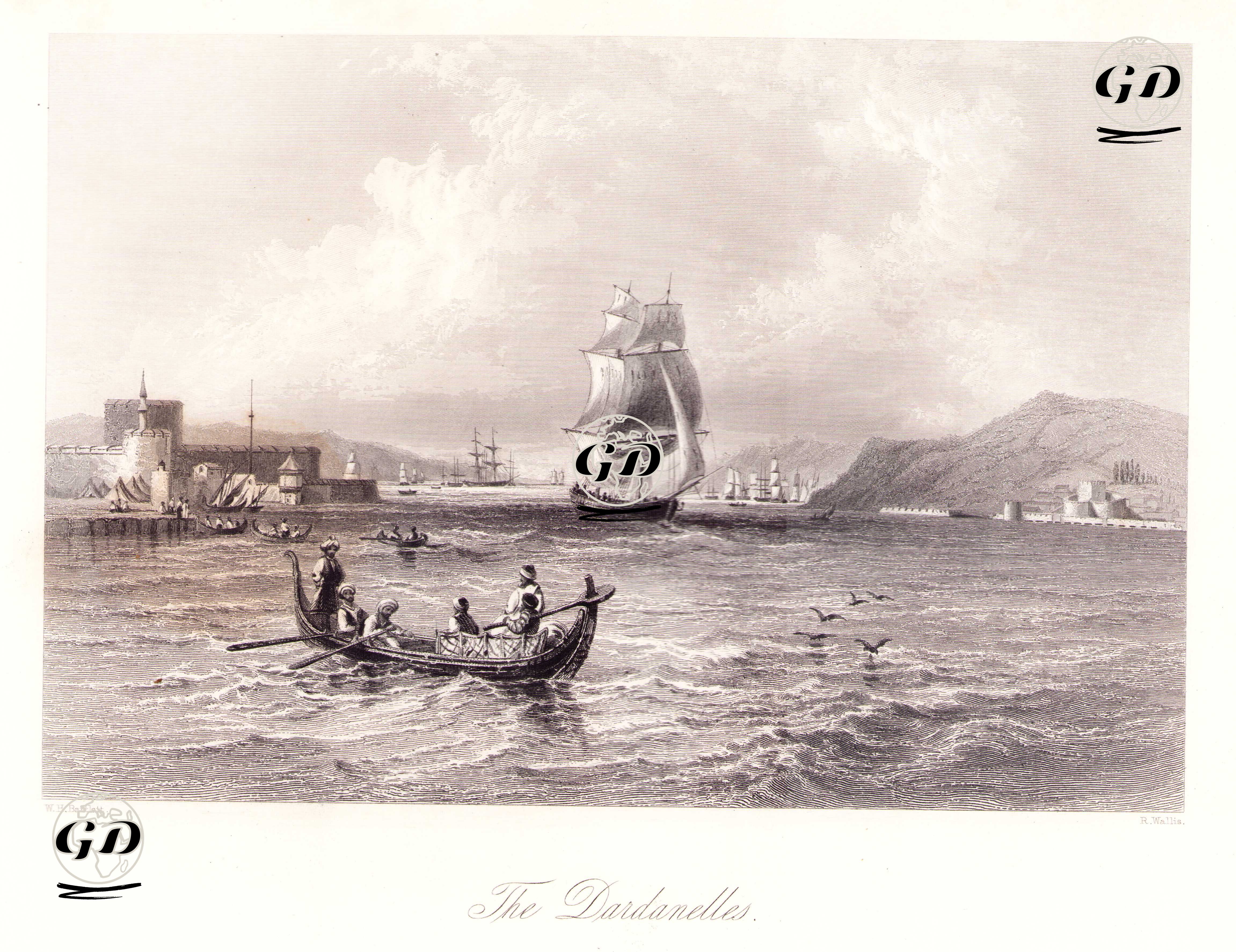 Çanakkale Boğazı - William Henry Bartlett (1809-1854) - 1854