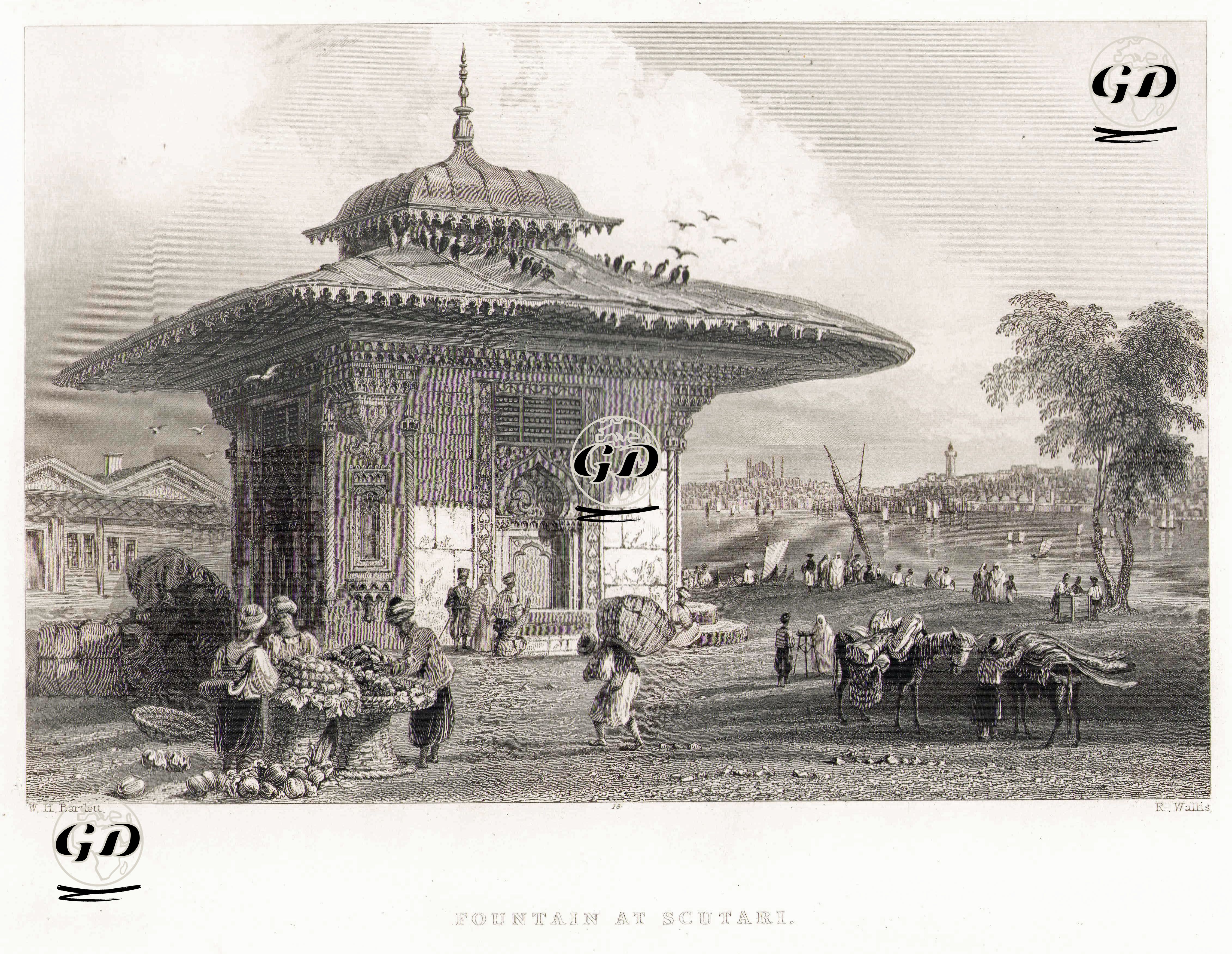 Üsküdar III.Ahmet Çeşmesi - William Henry Bartlett (1809-1854) - 1854