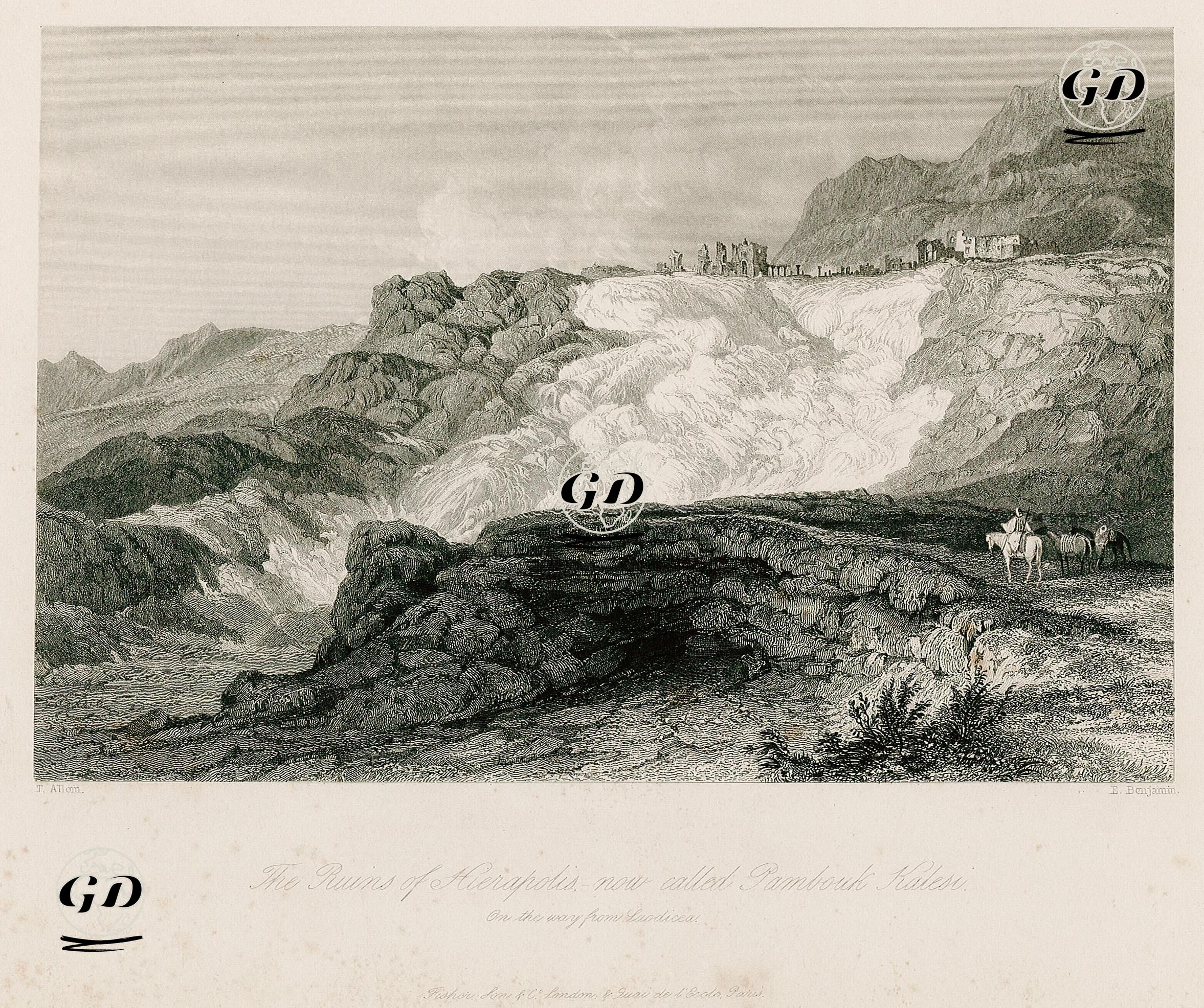Laodicea Yolunda Hierapolis Antik Şehri, Pamukkale - Thomas Allom (1804-1872) - 1838