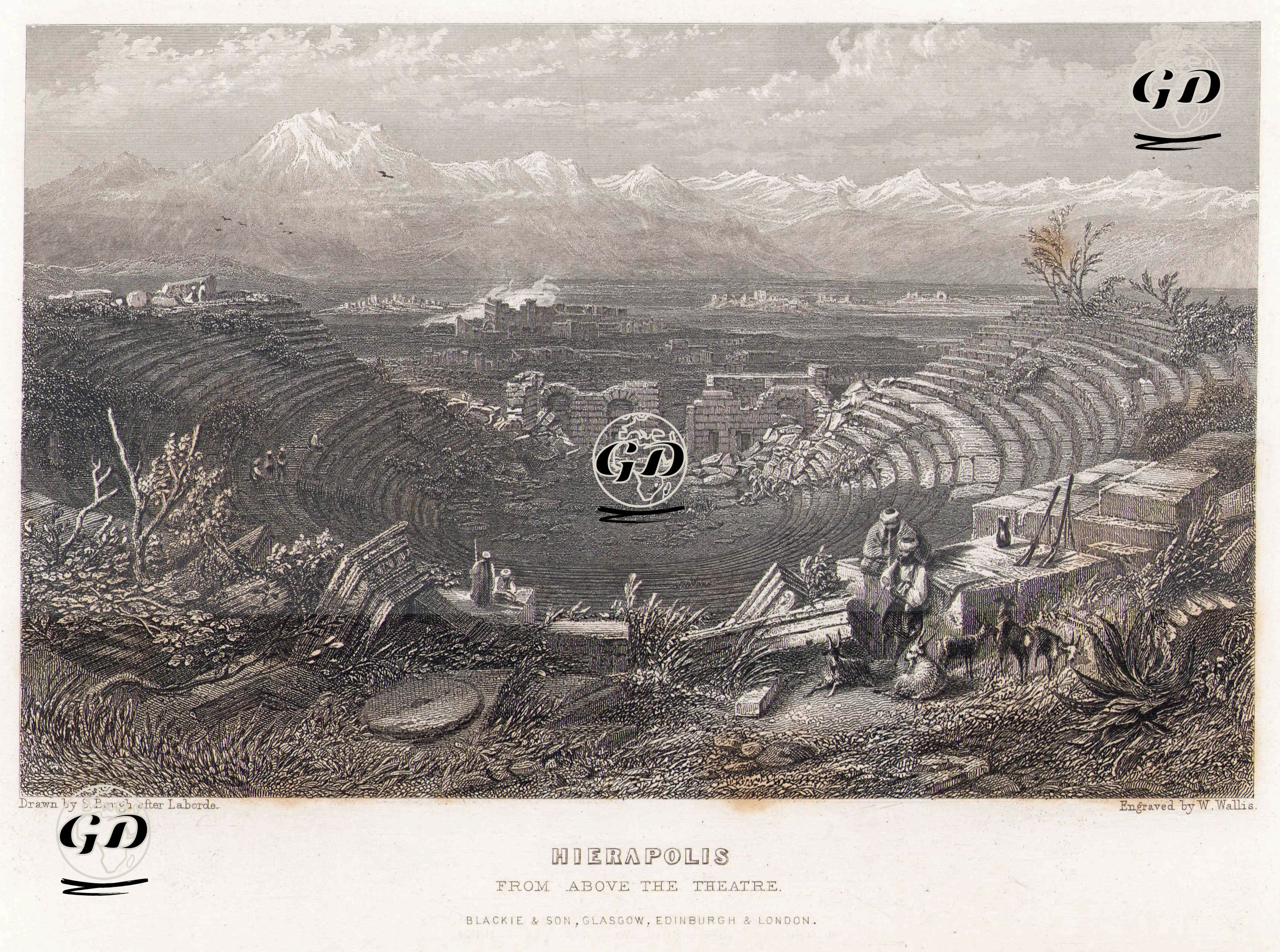 Tiyatronun Yukarısından Hierapolis Antik Şehri - Samuel Bough (1822-1878) - 1860's-1870's