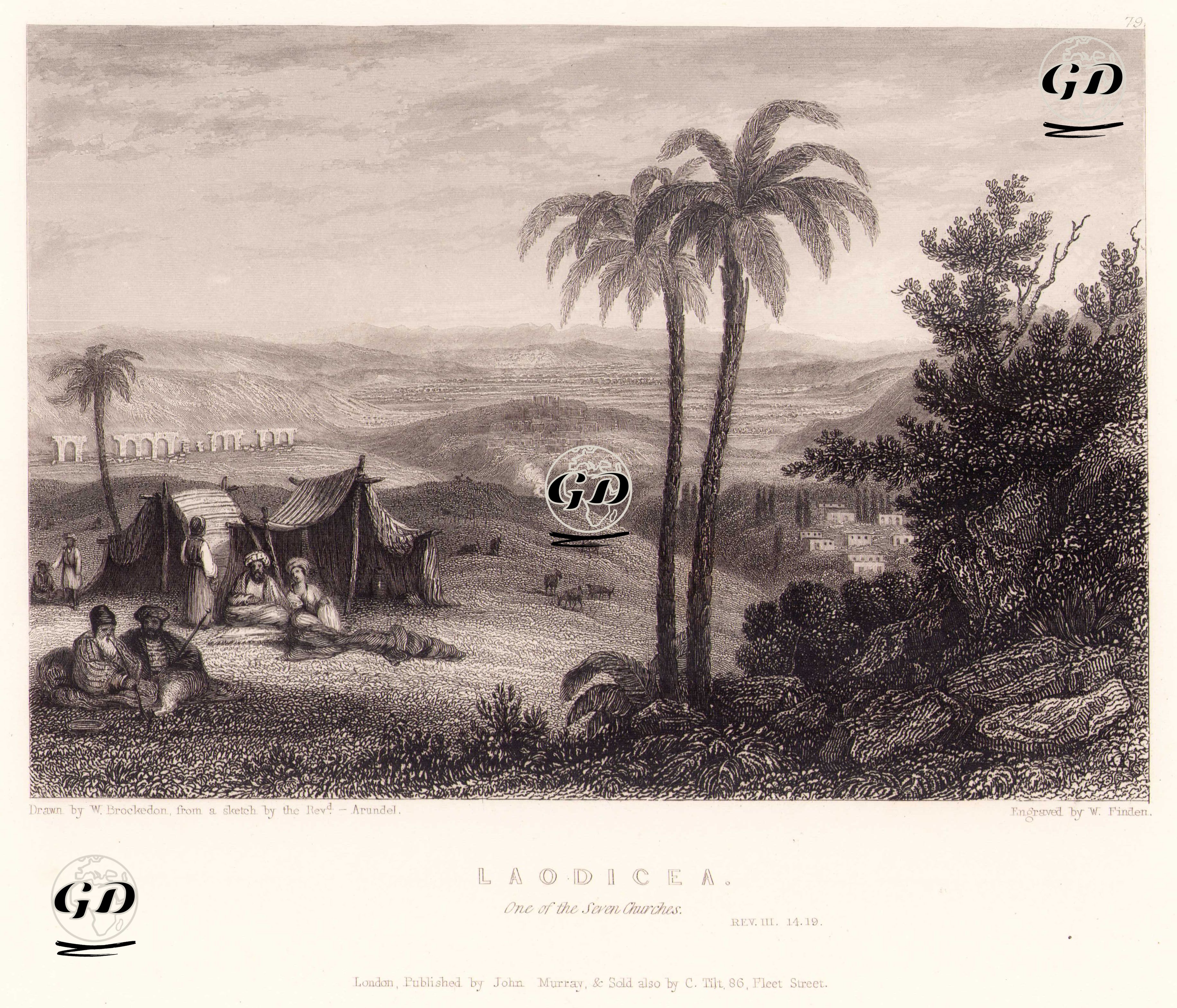 Kutsal Yedi Kiliseden Birinin Bulunduğu Laodikeia Antik Şehri - William Brockedon (1787-1854) - 1836