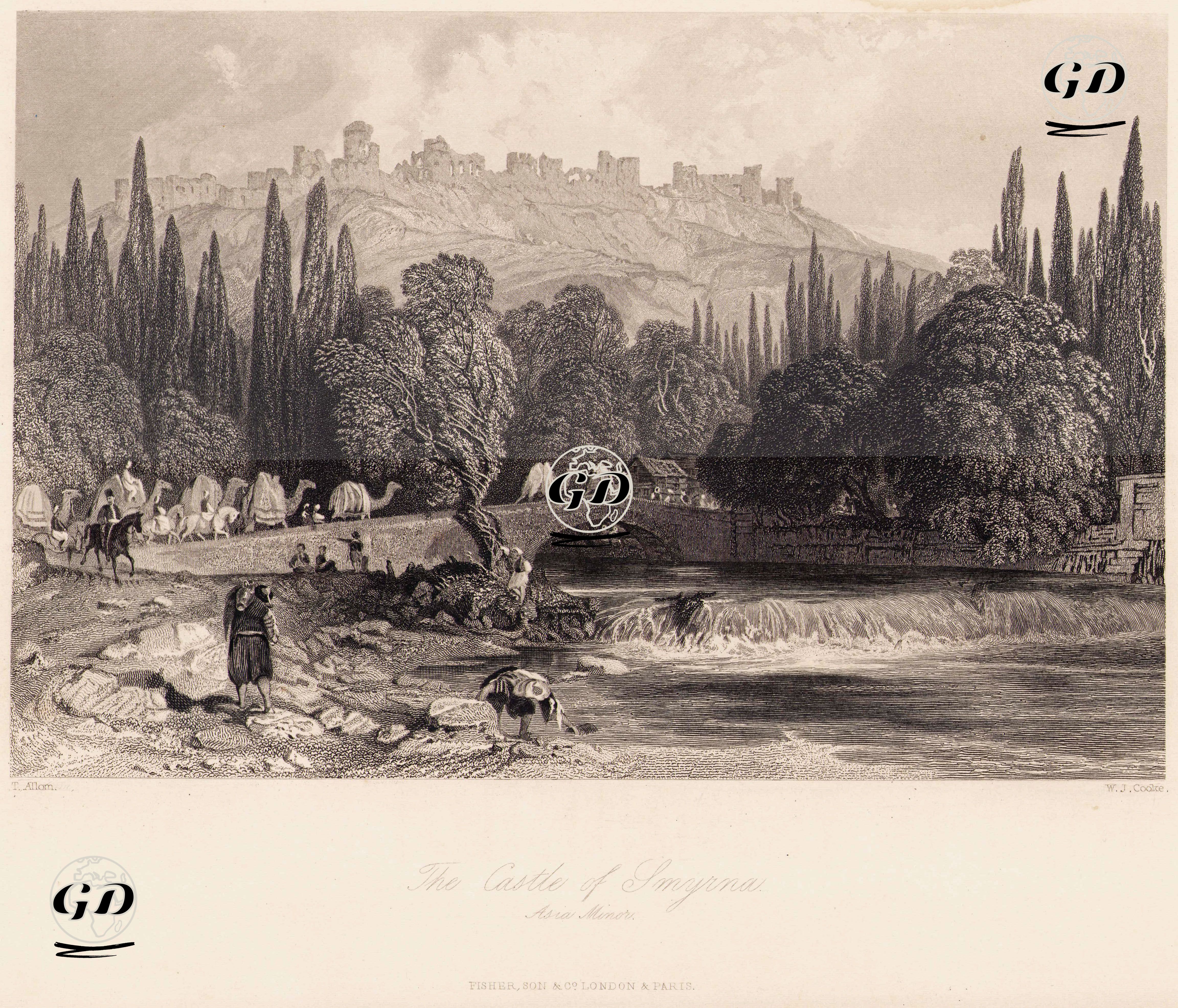 İzmir 'de Kadifekale Ve Kervan (Kemer) Köprüsü - Thomas Allom (1804-1872) - 1838-1839