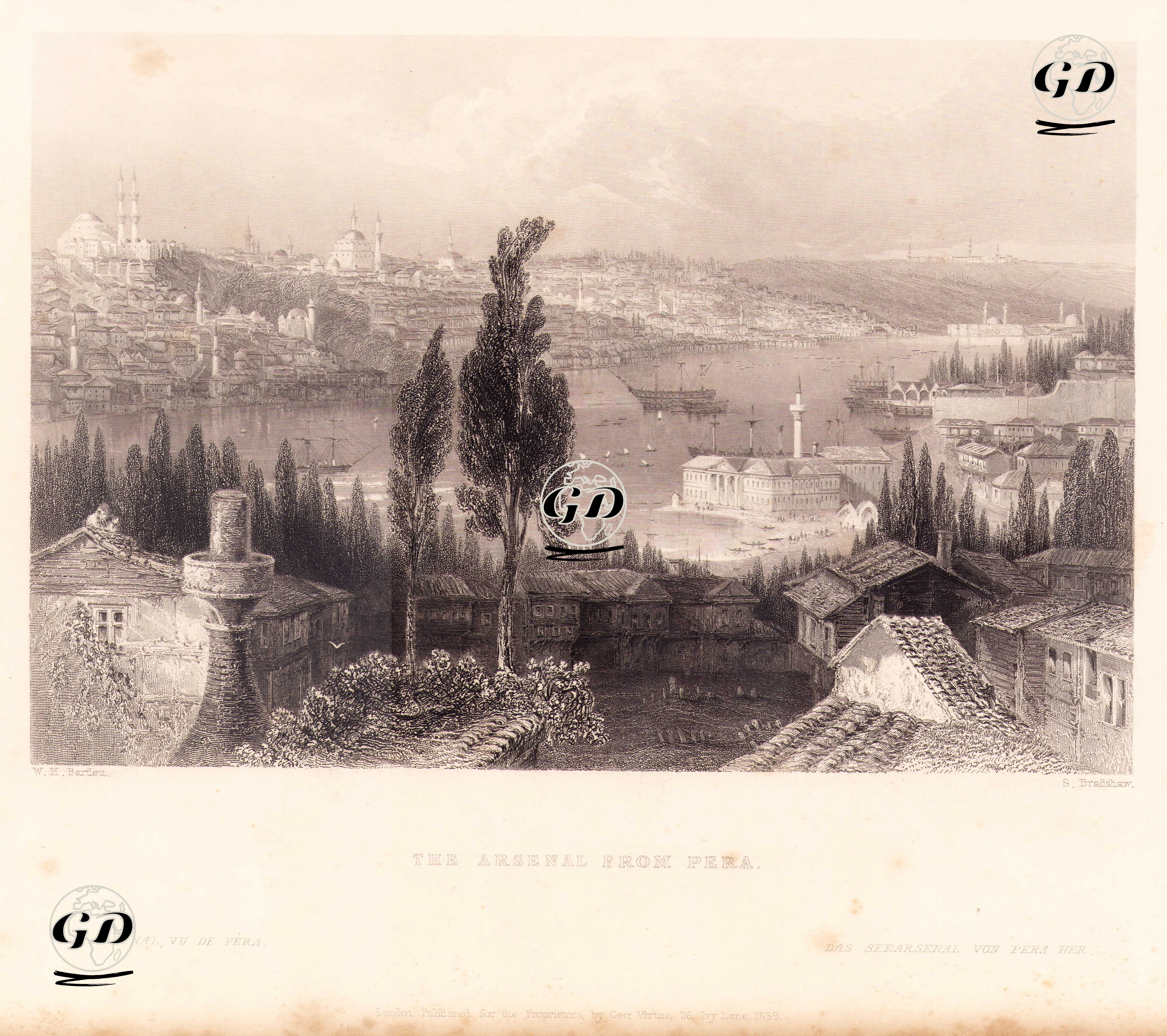 Peradan (Tepebaşından) Kasımpaşa ve Haliç - William Henry Bartlett (1809-1854) - 1839