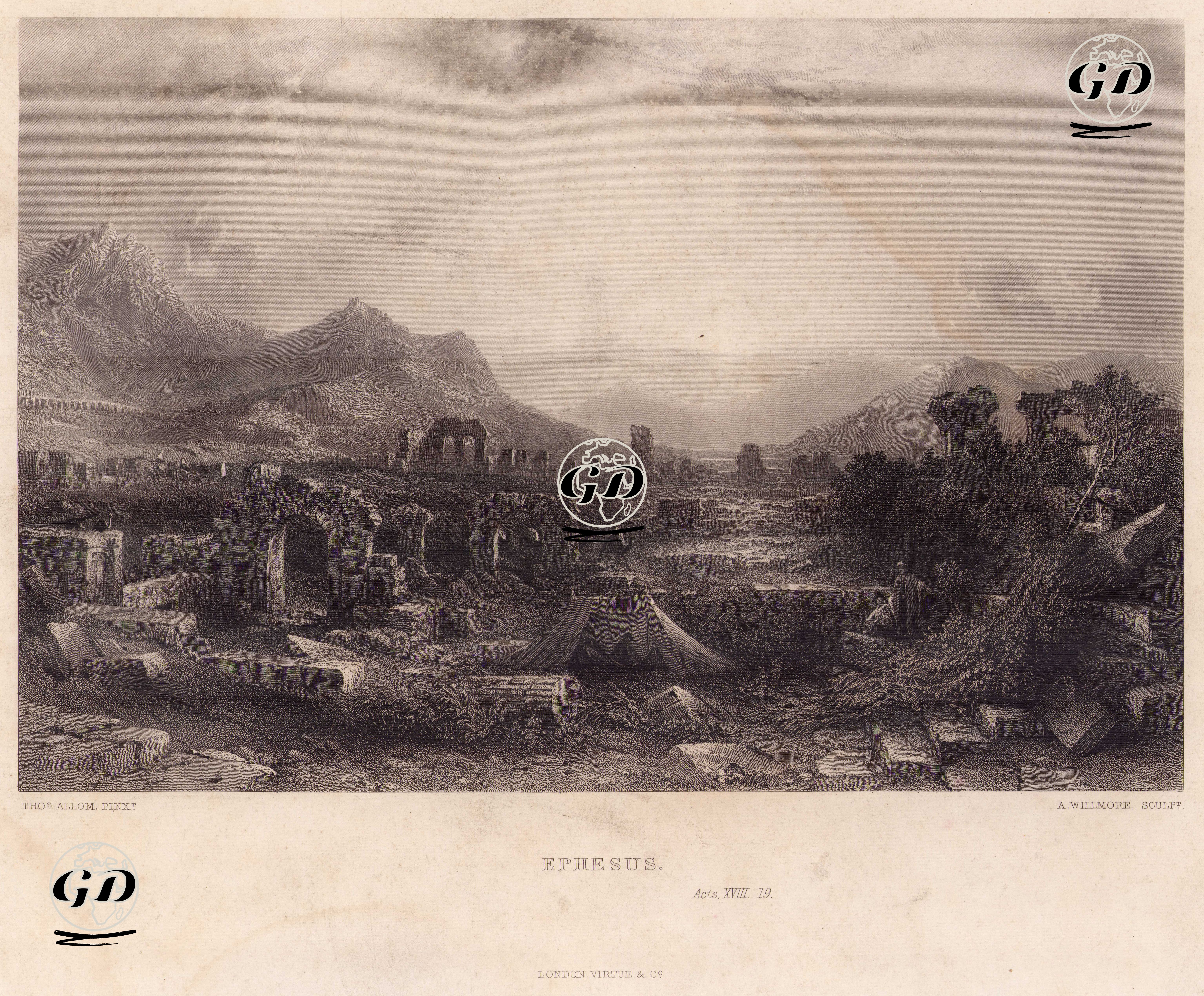 Efes Antik Şehri - Thomas Allom (1804-1872) - 1850's-1860's