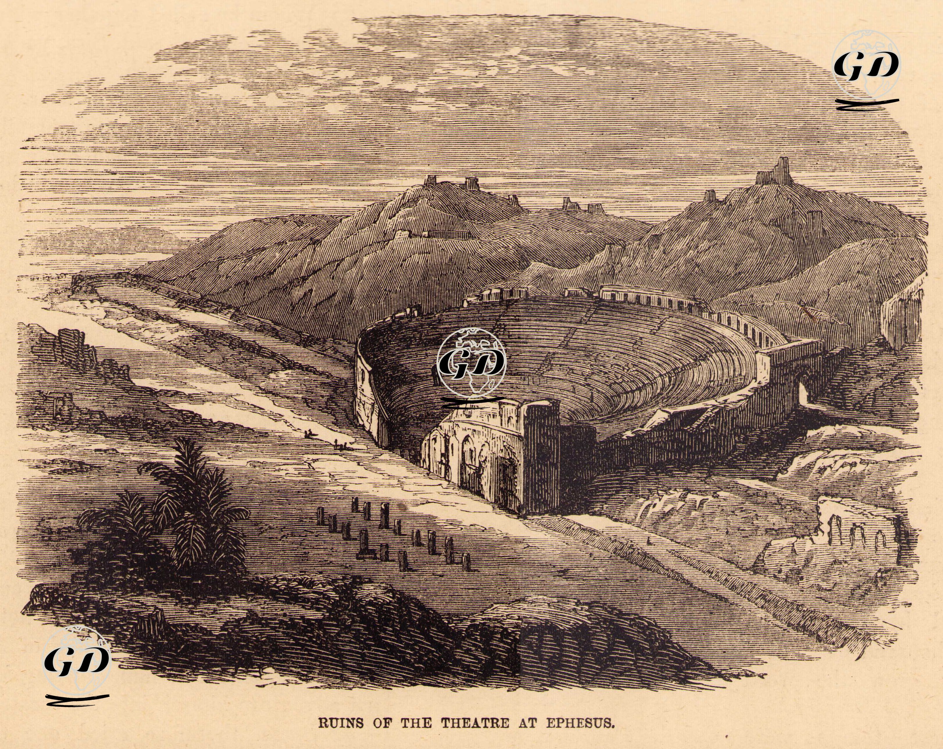 Efes Antik Şehrindeki Tiyatro Kalıntıları -  - 1850's-1860's