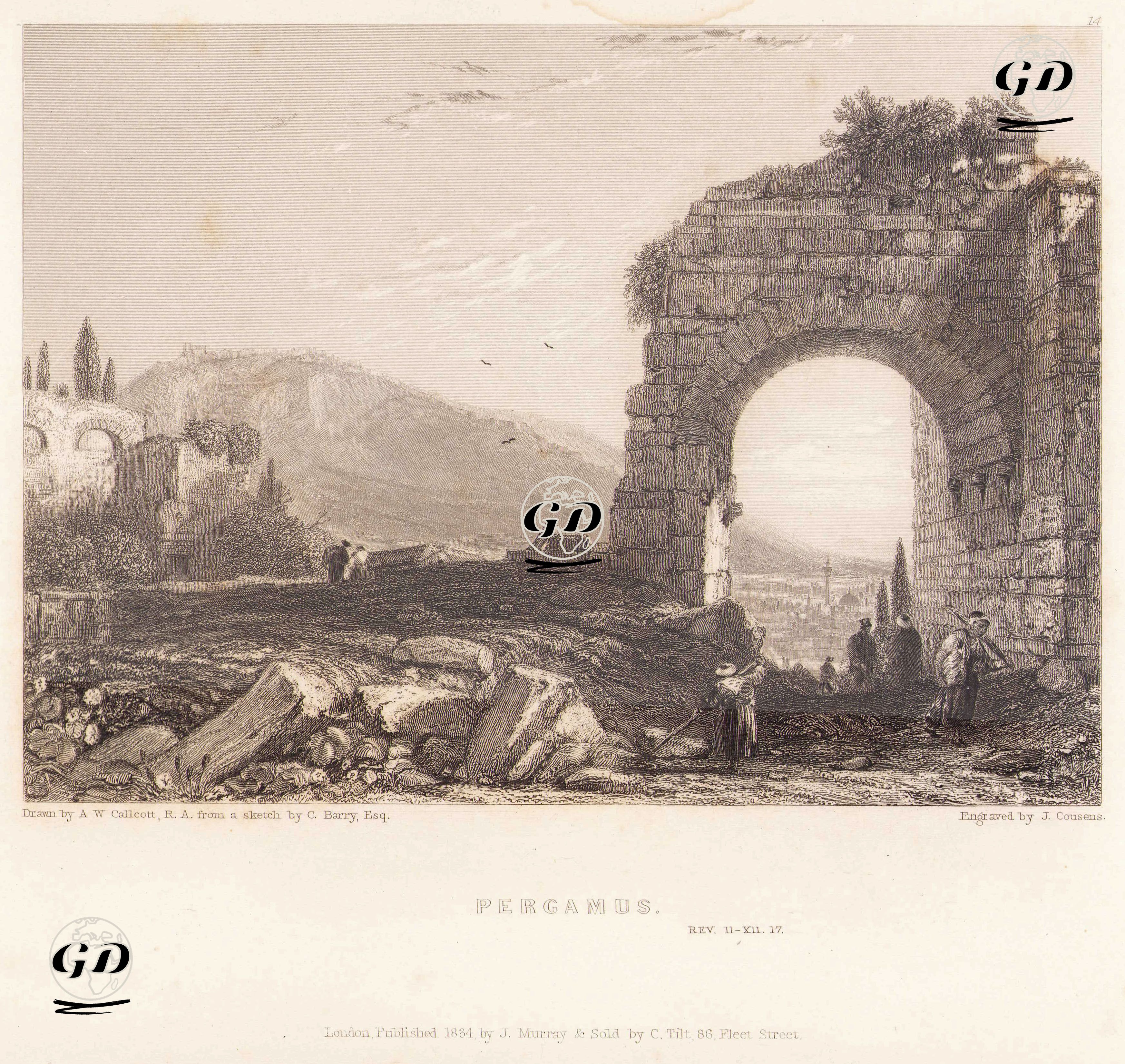 Bergama Ve Bergama (Pergamon) Antik Şehri  - Augustus Wall Callcott (1779-1844) - 1834