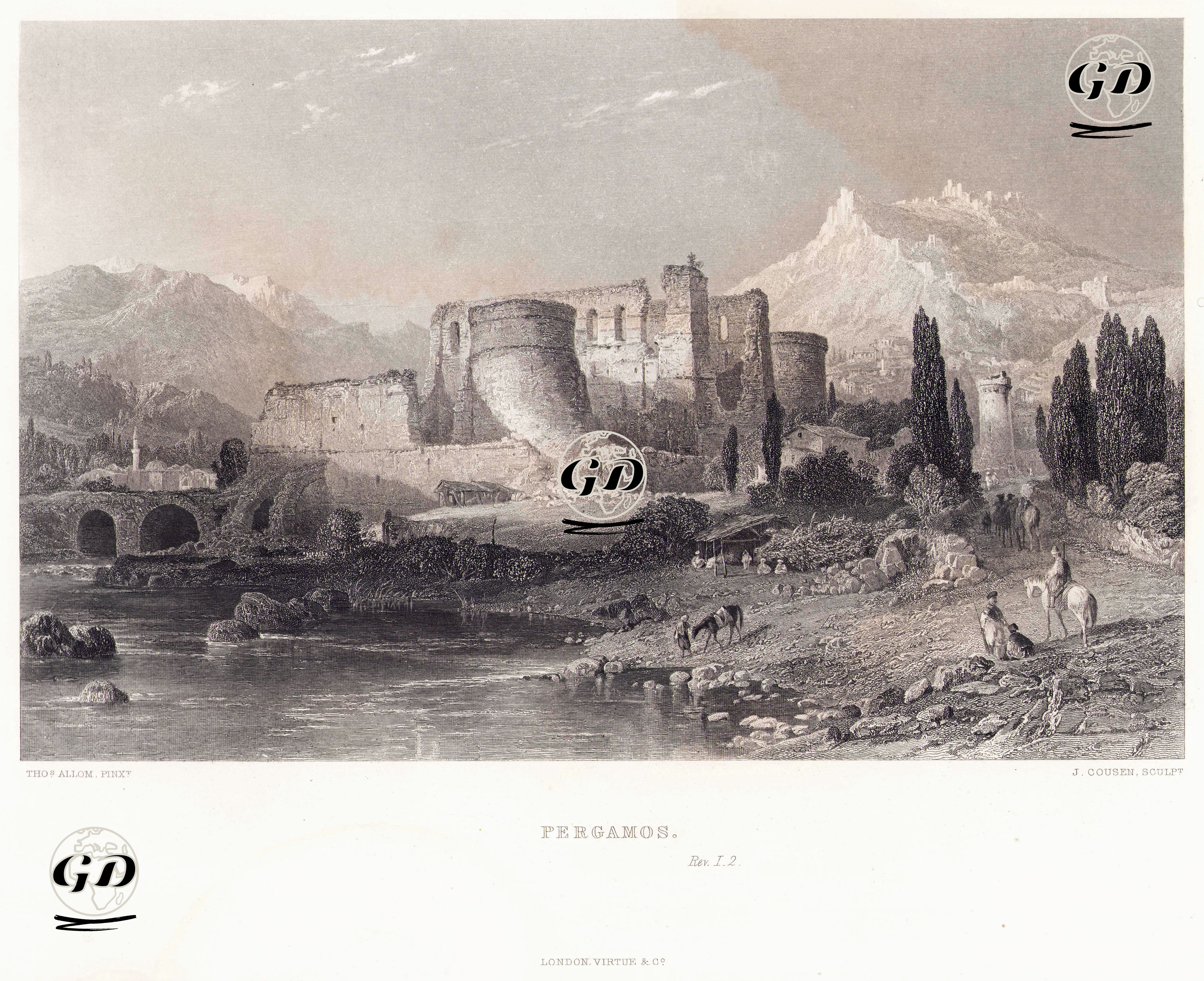 Pergamos, Rev.I.2. - Thomas Allom (1804-1872) - 1840's-1850's