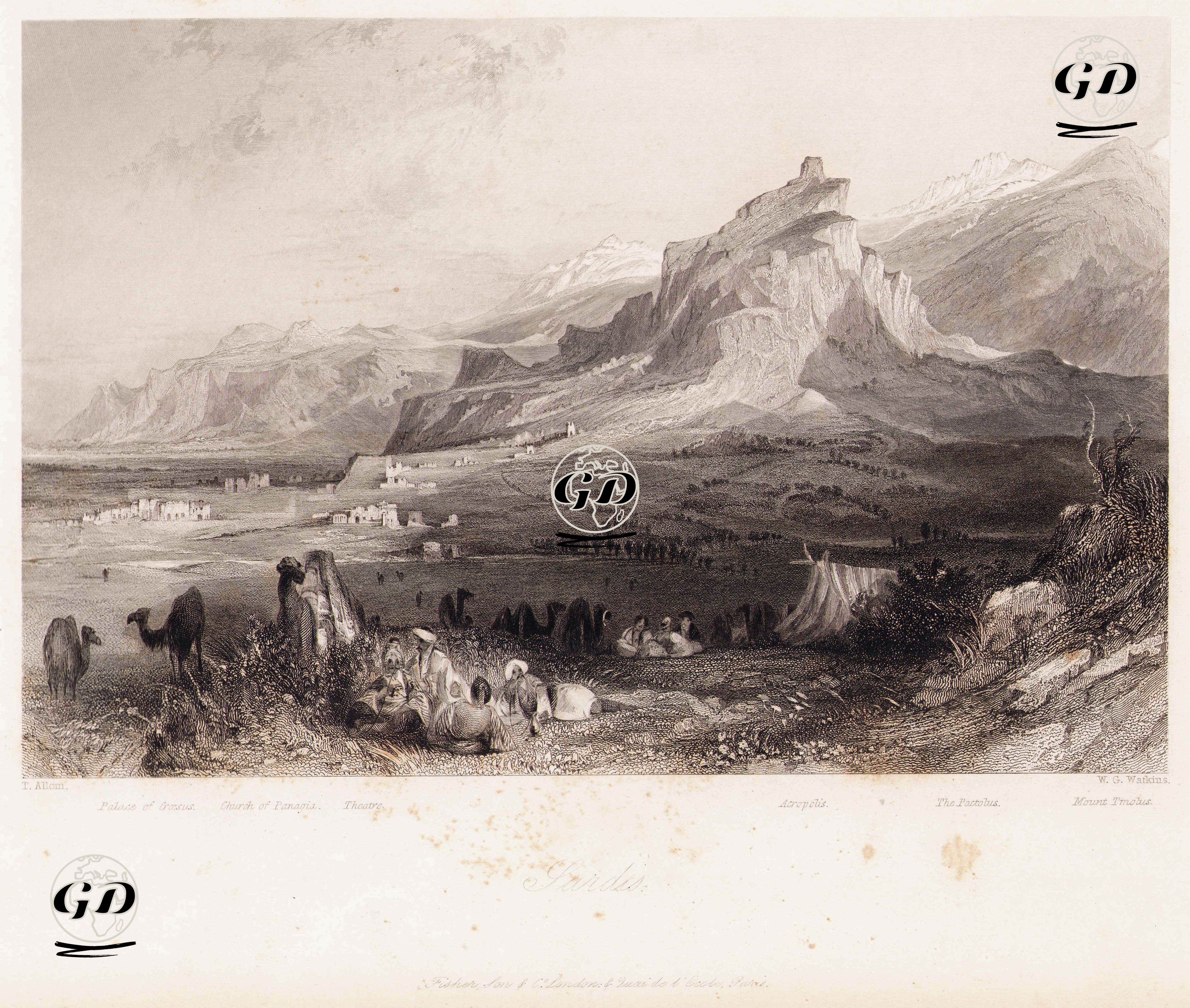 Acropolis Of Sardis-Palace Of Croesus-Church Of Panagia-Theatre-Acropolis-The Pactolus-Mount Tmolus - Thomas Allom (1804-1872) - 1850's