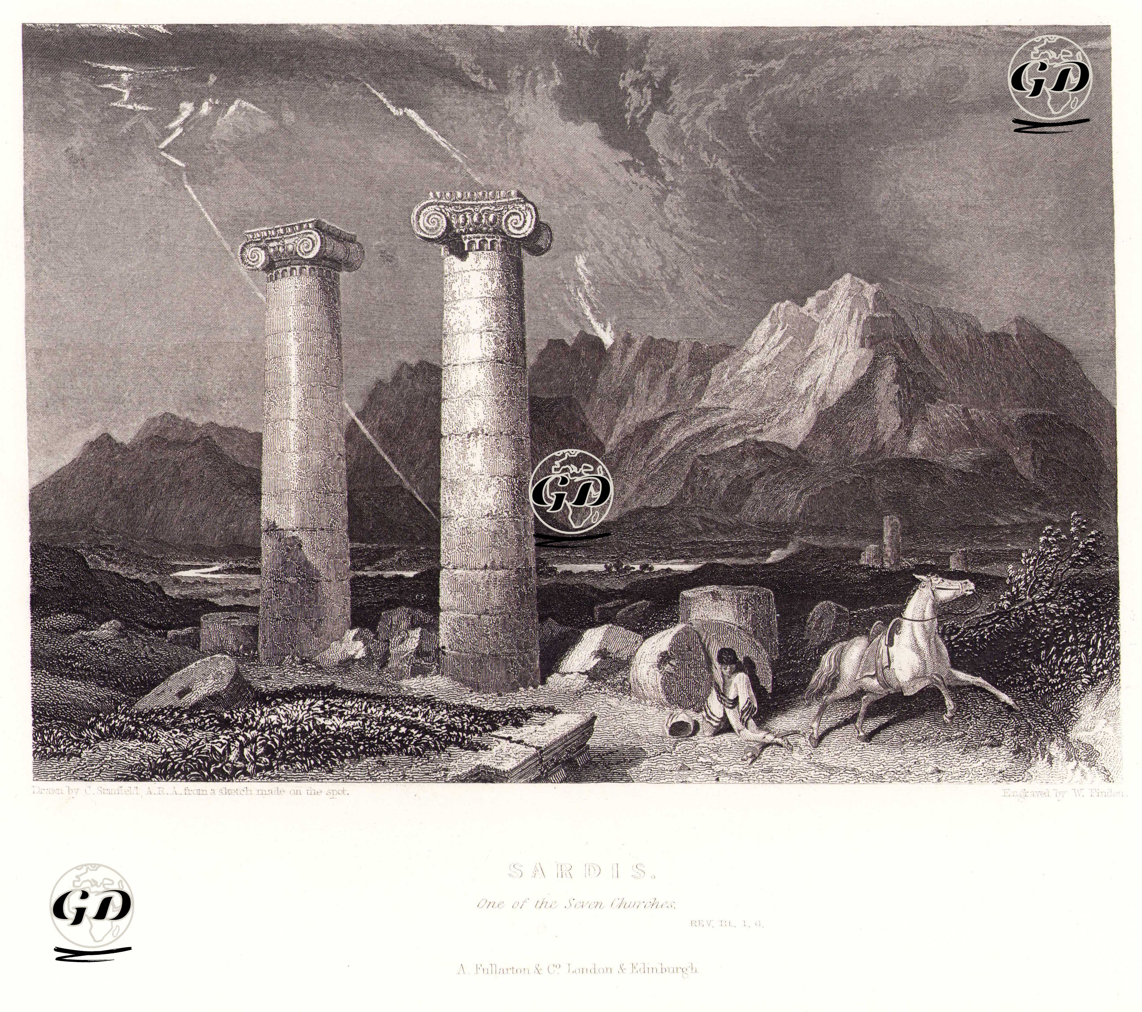 Sardis, One Of The Seven Churches, Rev.III.1.6.  - Clarkson Stanfield (1793-1867) - 1830's