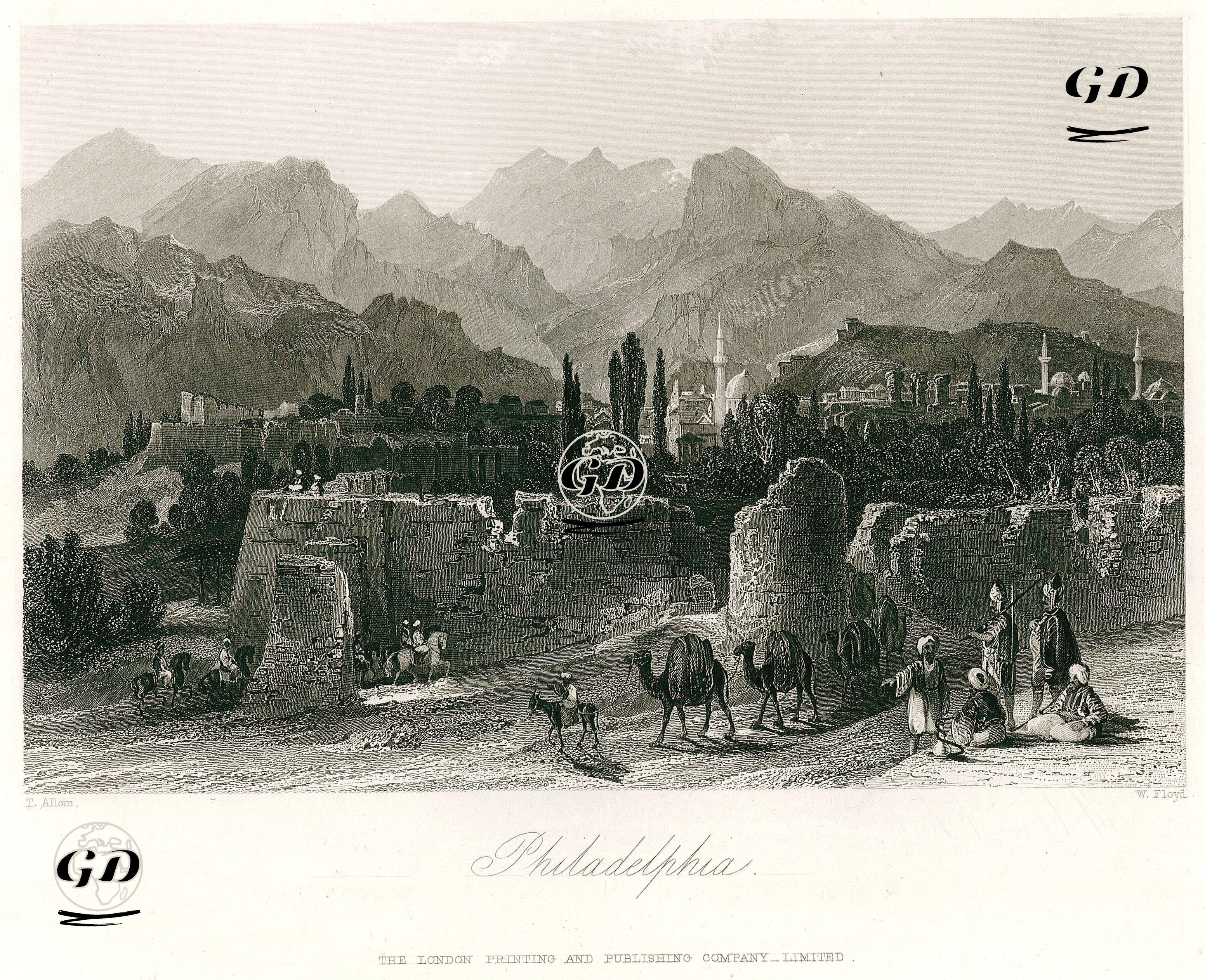 Philadelphia Antik Şehri Ve Alaşehir - Thomas Allom (1804-1872) - 1840's-1850's