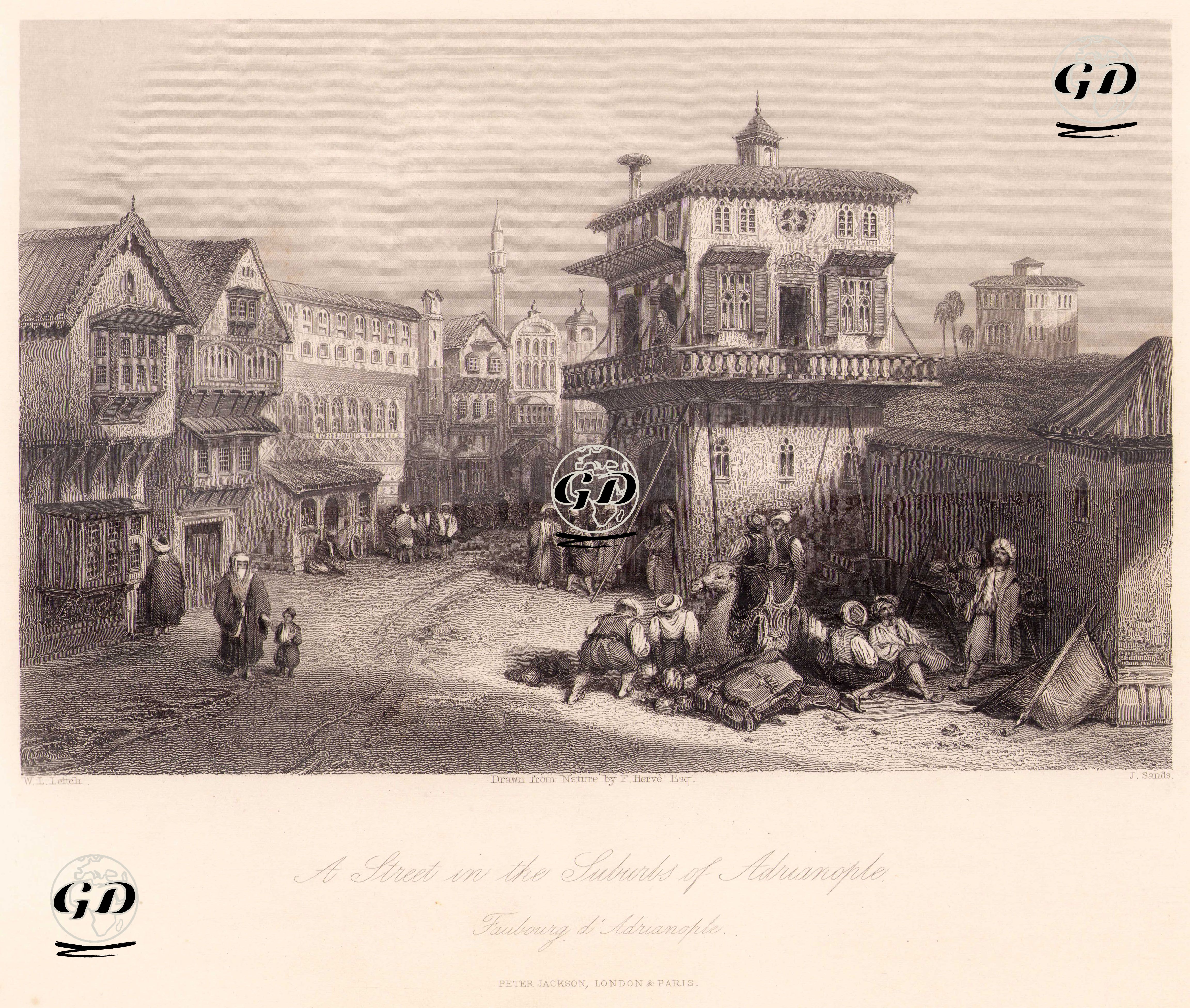 A Street In The Suburbs Of Adrianople-Faubourg D'Adrianople  - William Leighton Leitch (1804-1883) - 1838