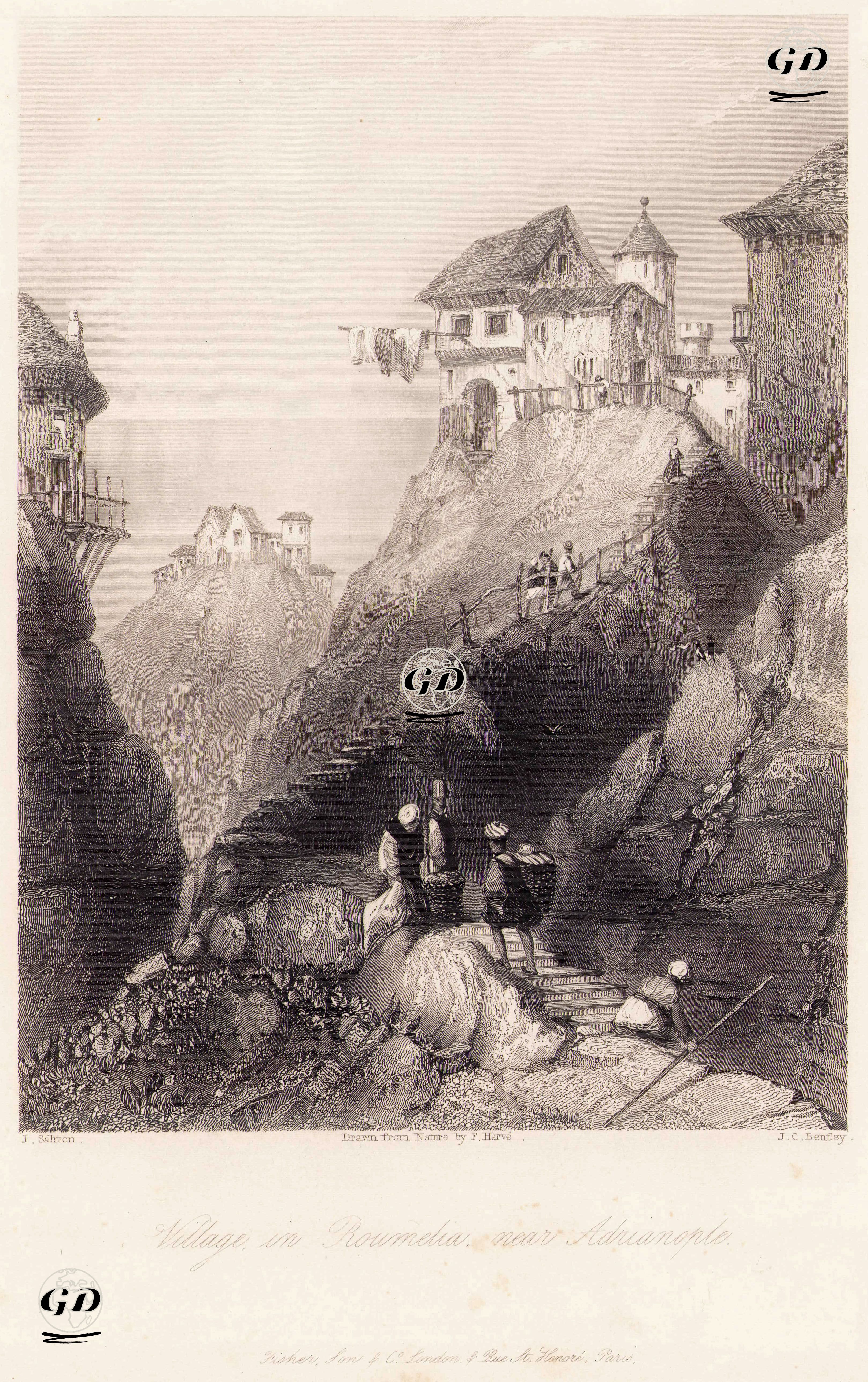 Rumeli'de Edirne Yakınlarında Bir Köy - John Francis Salmon (1808-1886) - 1838-1839