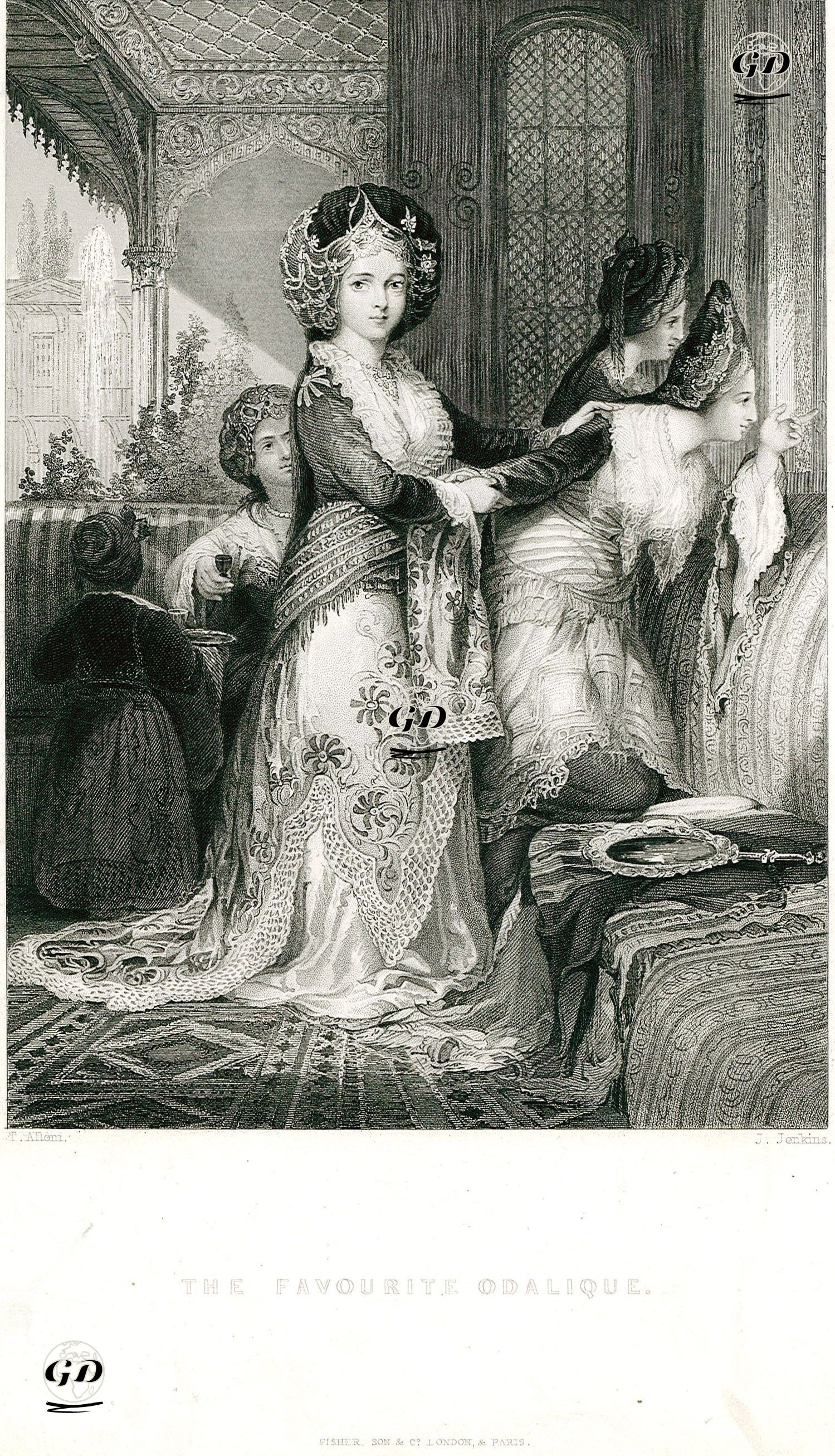Gözde Odalık (Cariye)-Haremde Kadınlar - Thomas Allom (1804-1872) - 1838-1839