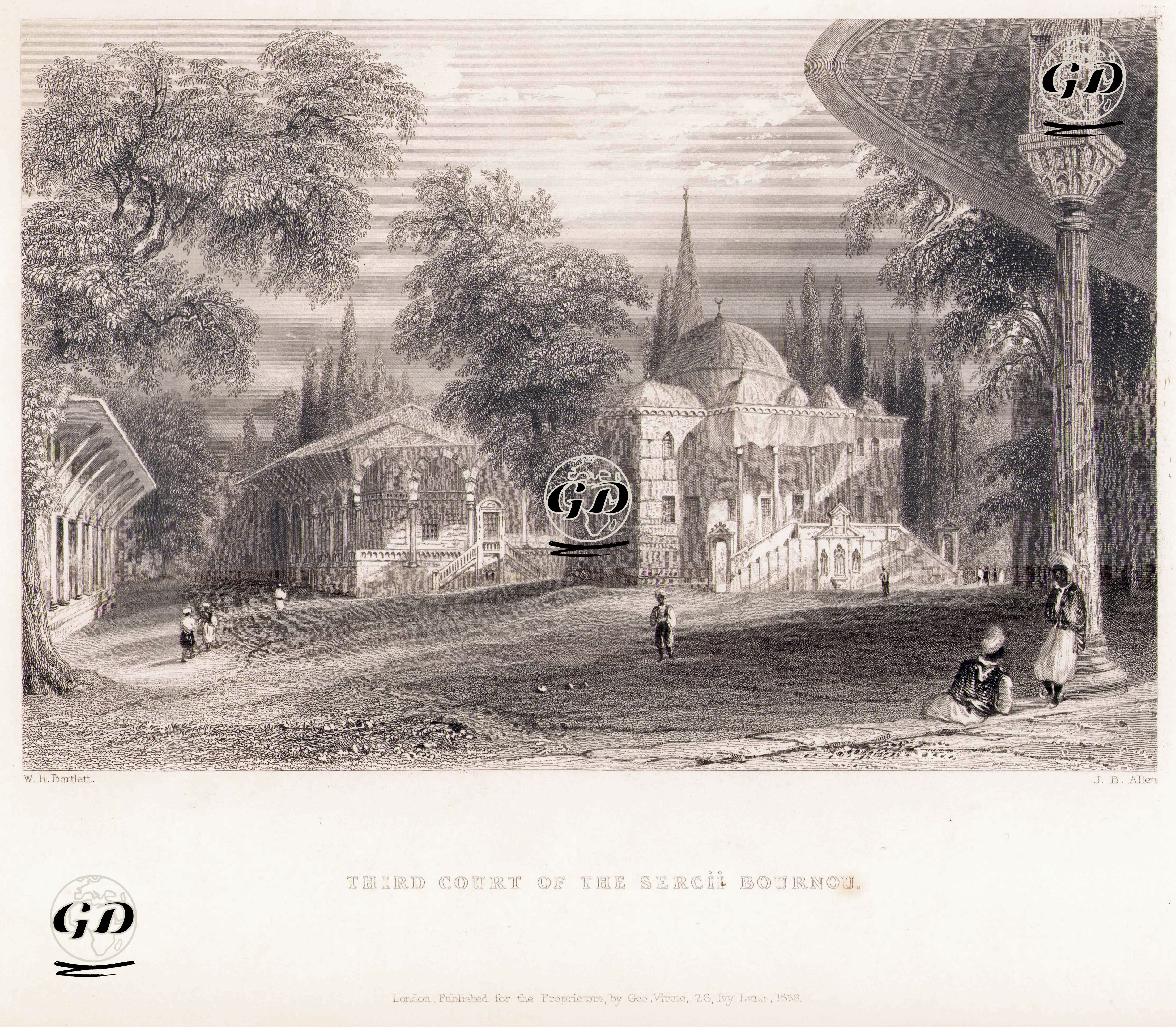 Topkapı Sarayının Üçüncü Avlusu (Enderun Avlusu), III. Ahmet Kütüphanesi, Arz Odası - William Henry Bartlett (1809-1854) - 1838