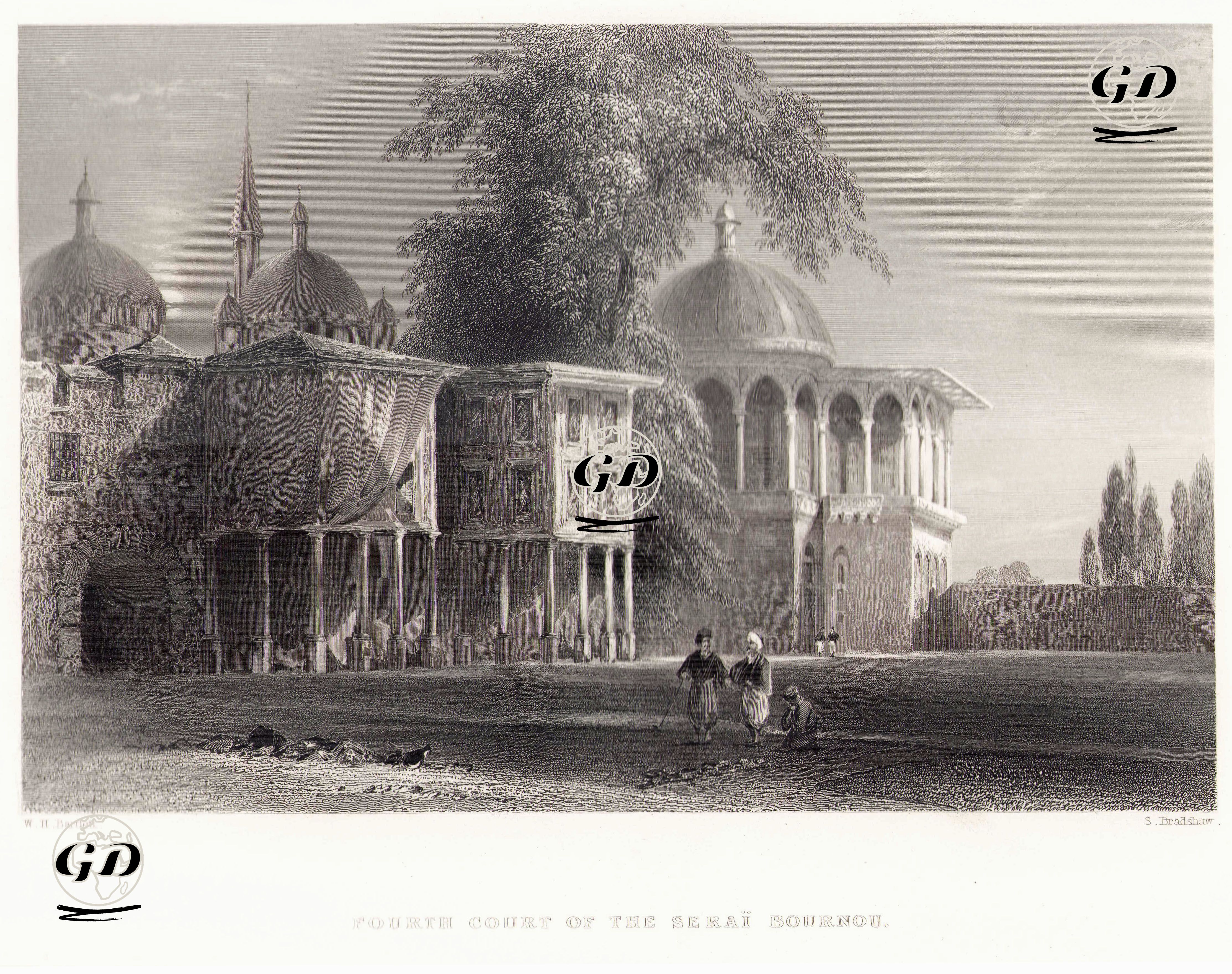 Topkapı Sarayının Dördüncü Avlusu (Köşkler Bahçesi) - William Henry Bartlett (1809-1854) - 1854