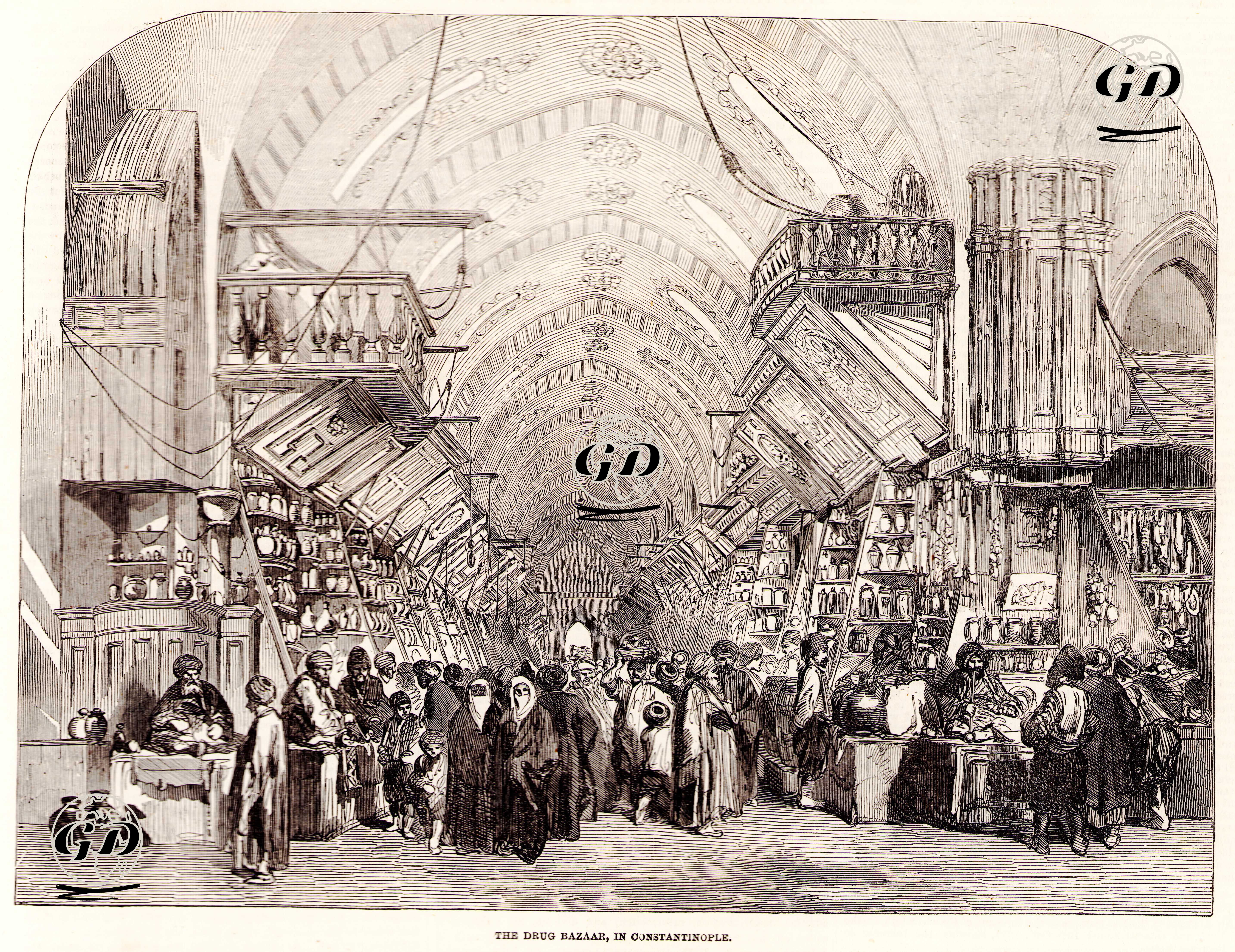 İstanbul'da İlaç Pazarı (Mısır Çarşısı) -  - 1853