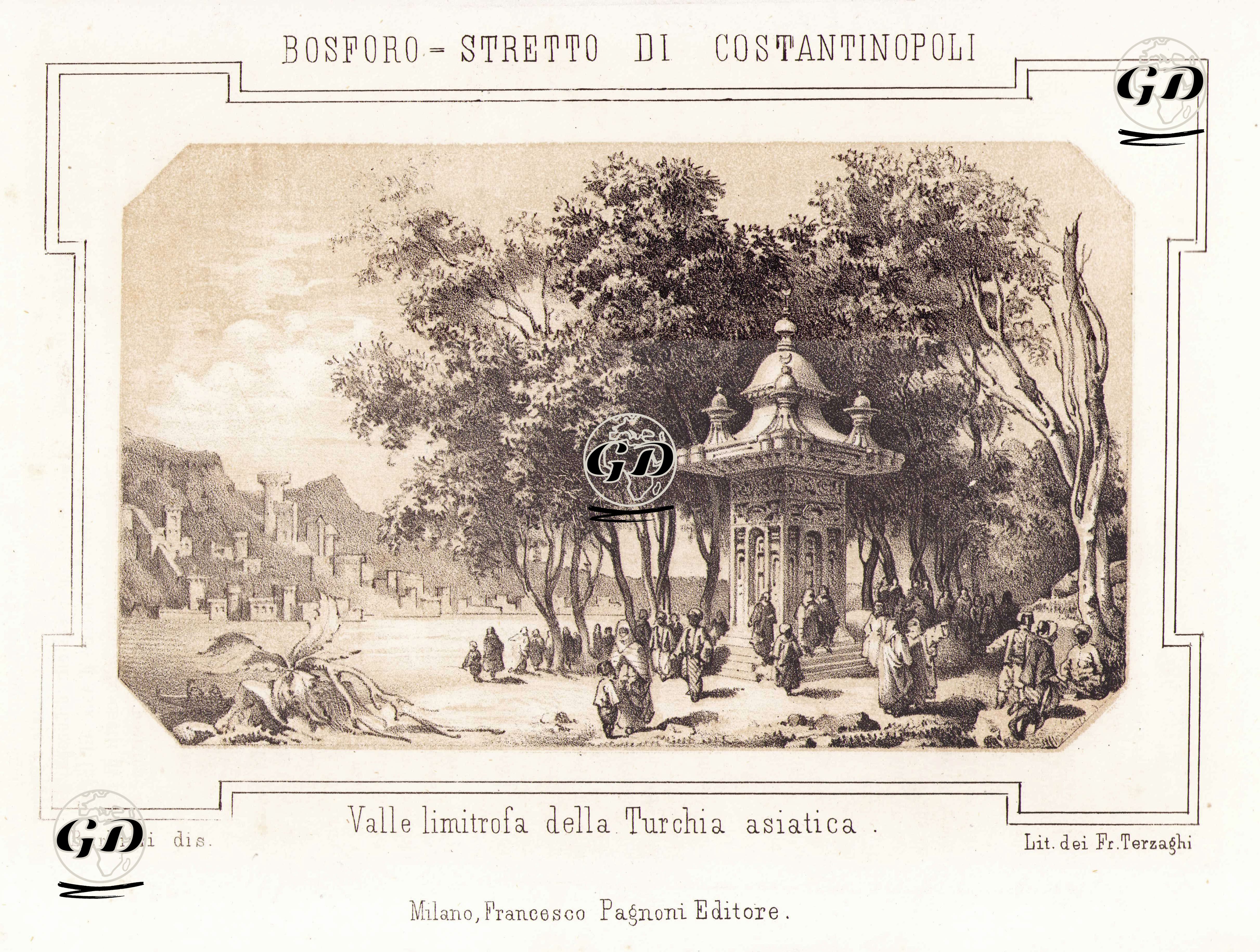 Küçüksu Mihrişah Valide Sultan Çeşmesi (Göksu Çeşmesi) ve Göksu Mesire Yeri - Fratelli Terzaghi - 1860