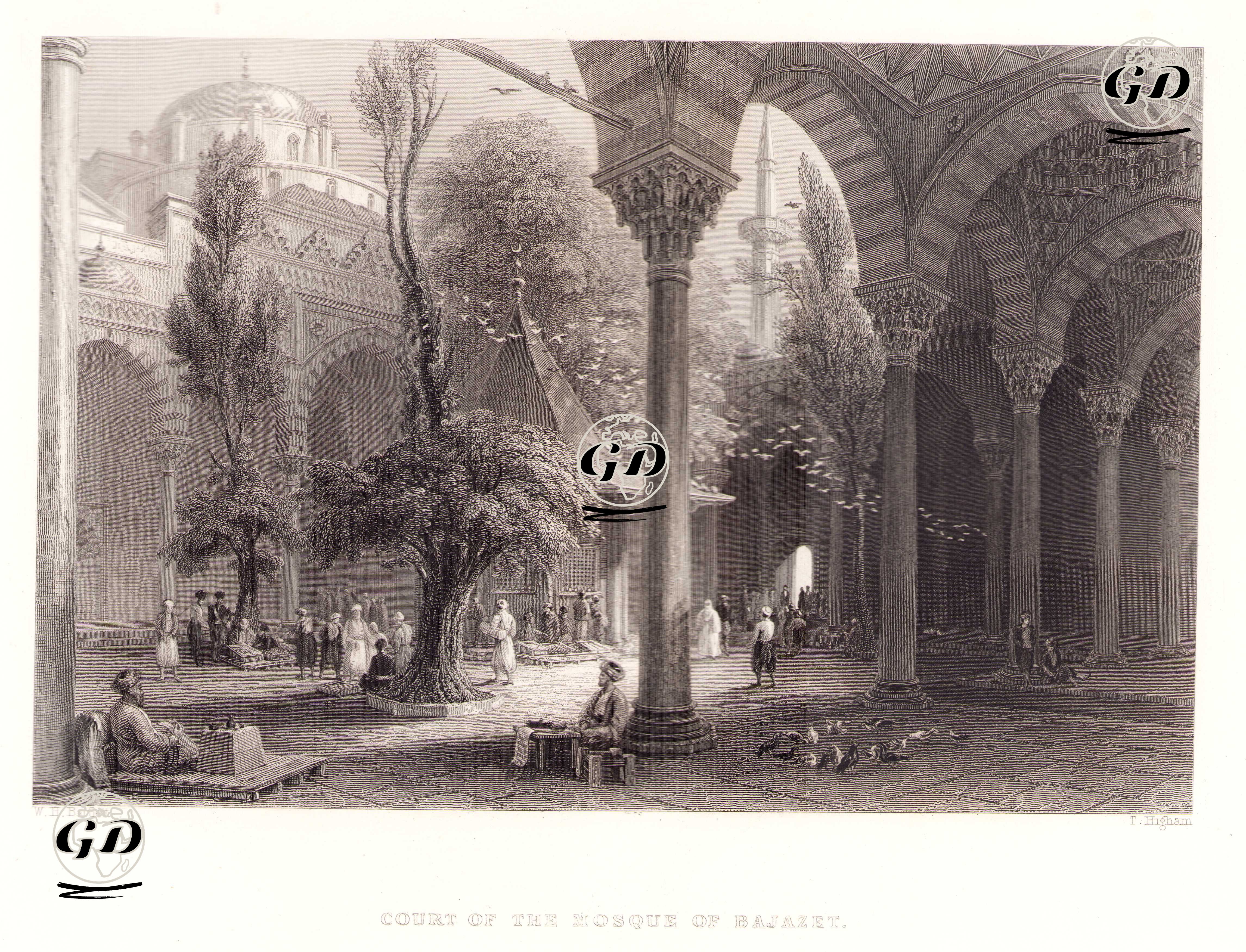 Beyazıt Cami Ve Avlusu - William Henry Bartlett (1809-1854) - 1854
