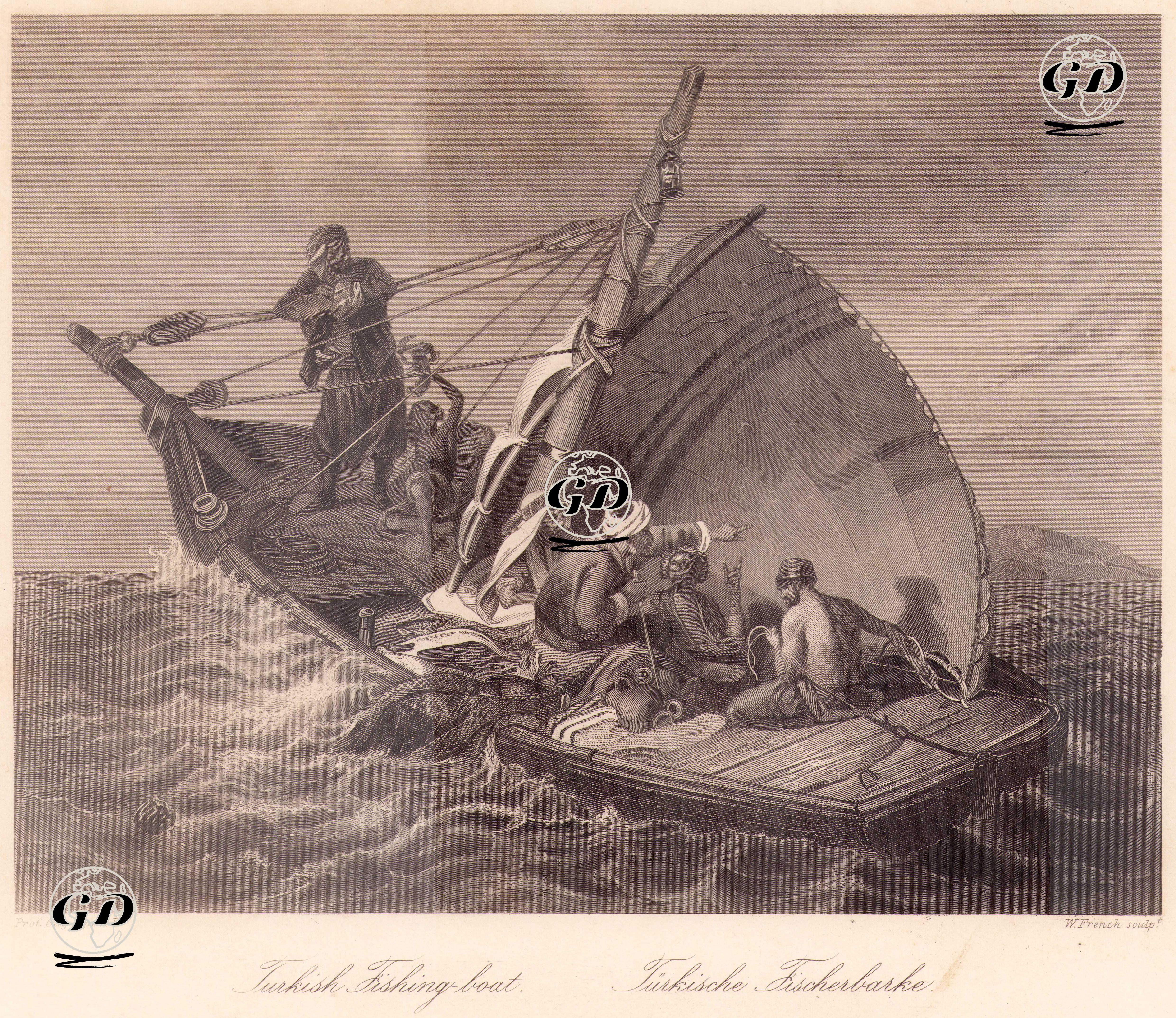 Türk Balıkçı Teknesi - Peter Johann Nepomuk Geiger (1805-1880) - 1850