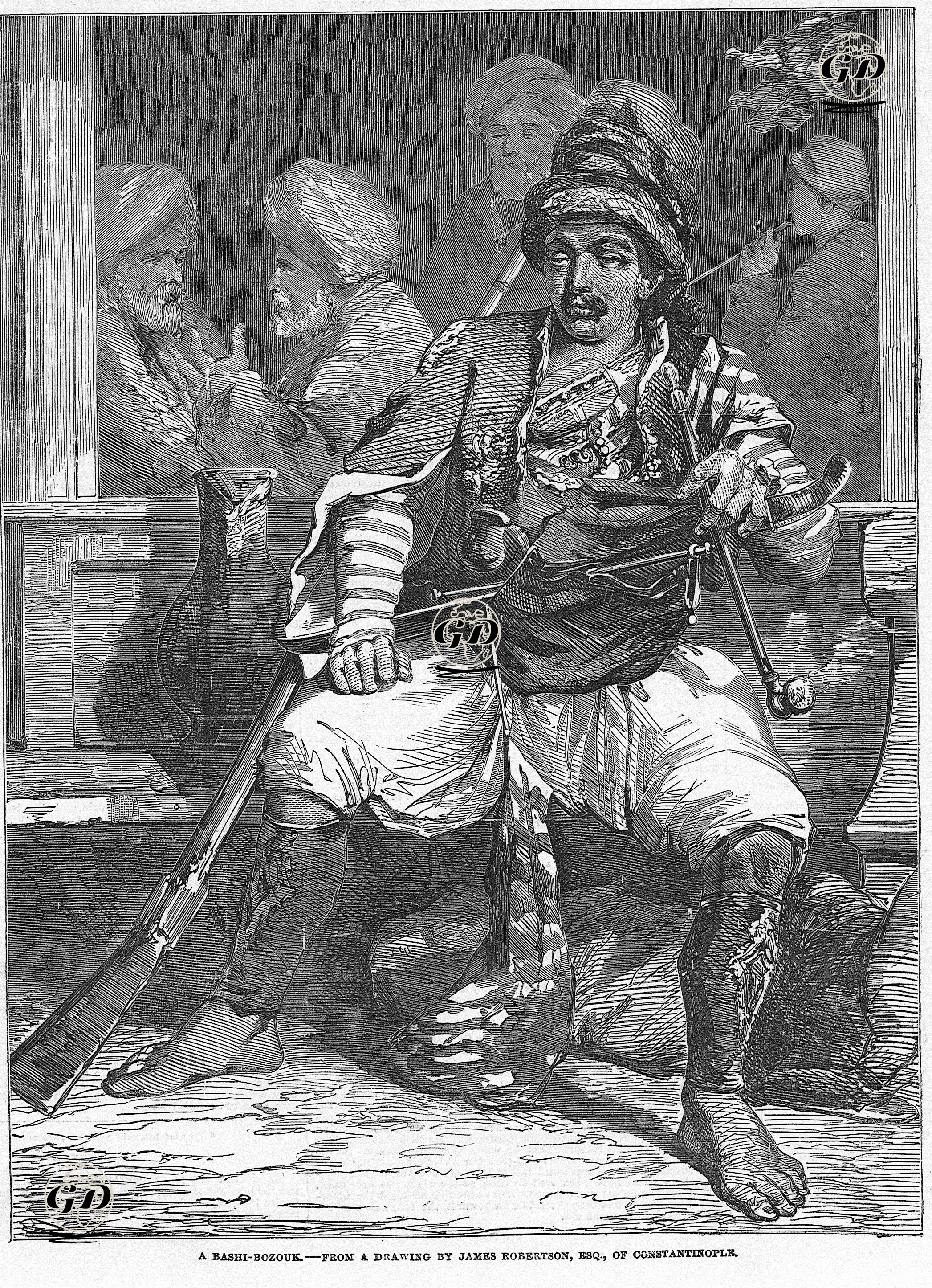 1853-1856 Osmanlı-Rus Savaşı (Kırım Savaşı) Sırasında İstanbul'da Bir Başıbozuk  - James Robertson (1813-1888) - 1854